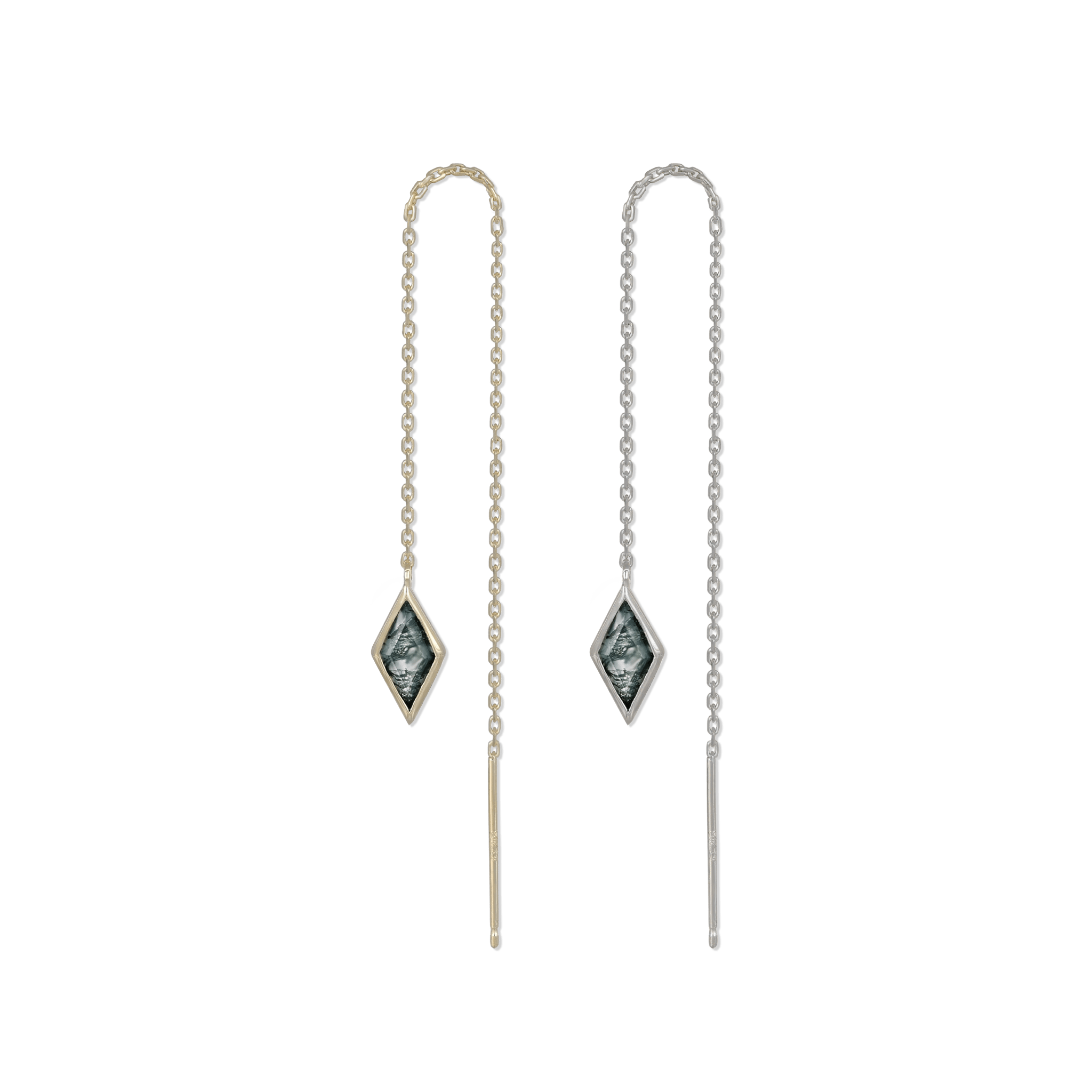 BEATTI Threaders BTE056 • Moss Agate Gemstone Rhombus Drop Threader BTE056 • Moss Agate Gemstone Rhombus Drop Threader