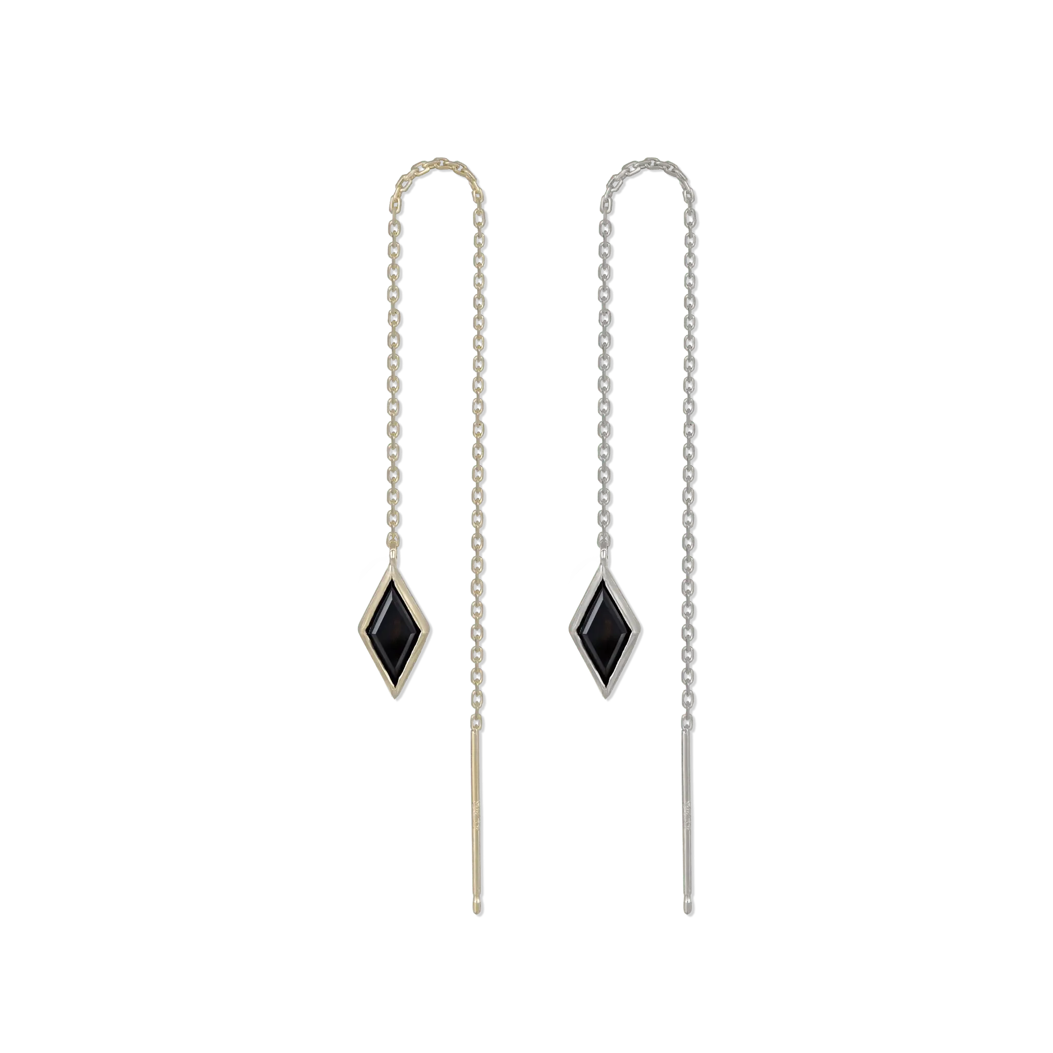 BEATTI Threaders BTE056 • Black Spinel Gemstone Rhombus Drop Threader BTE056 • Black Spinel Gemstone Rhombus Drop Threader