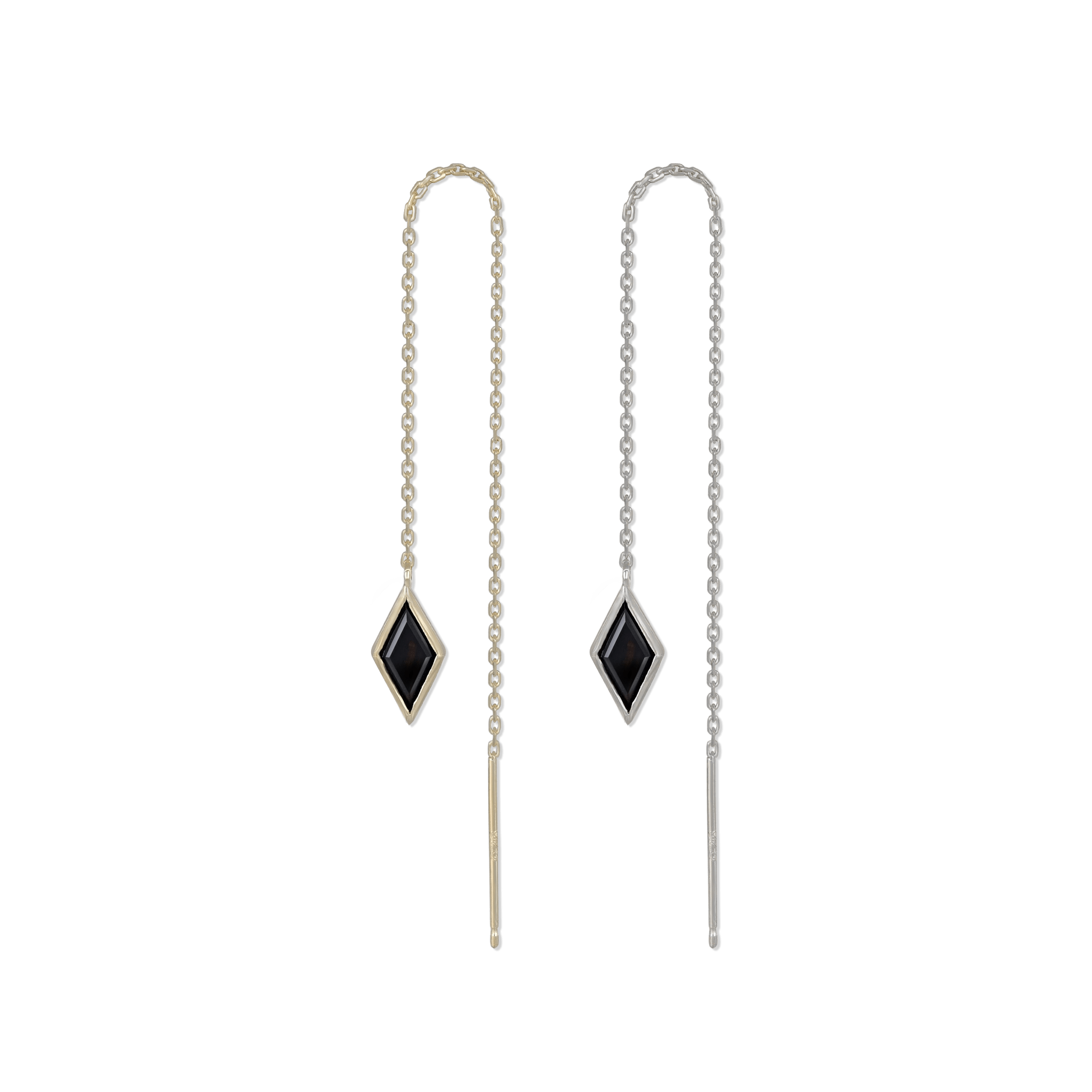 BEATTI Threaders BTE056 • Black Spinel Gemstone Rhombus Drop Threader BTE056 • Black Spinel Gemstone Rhombus Drop Threader