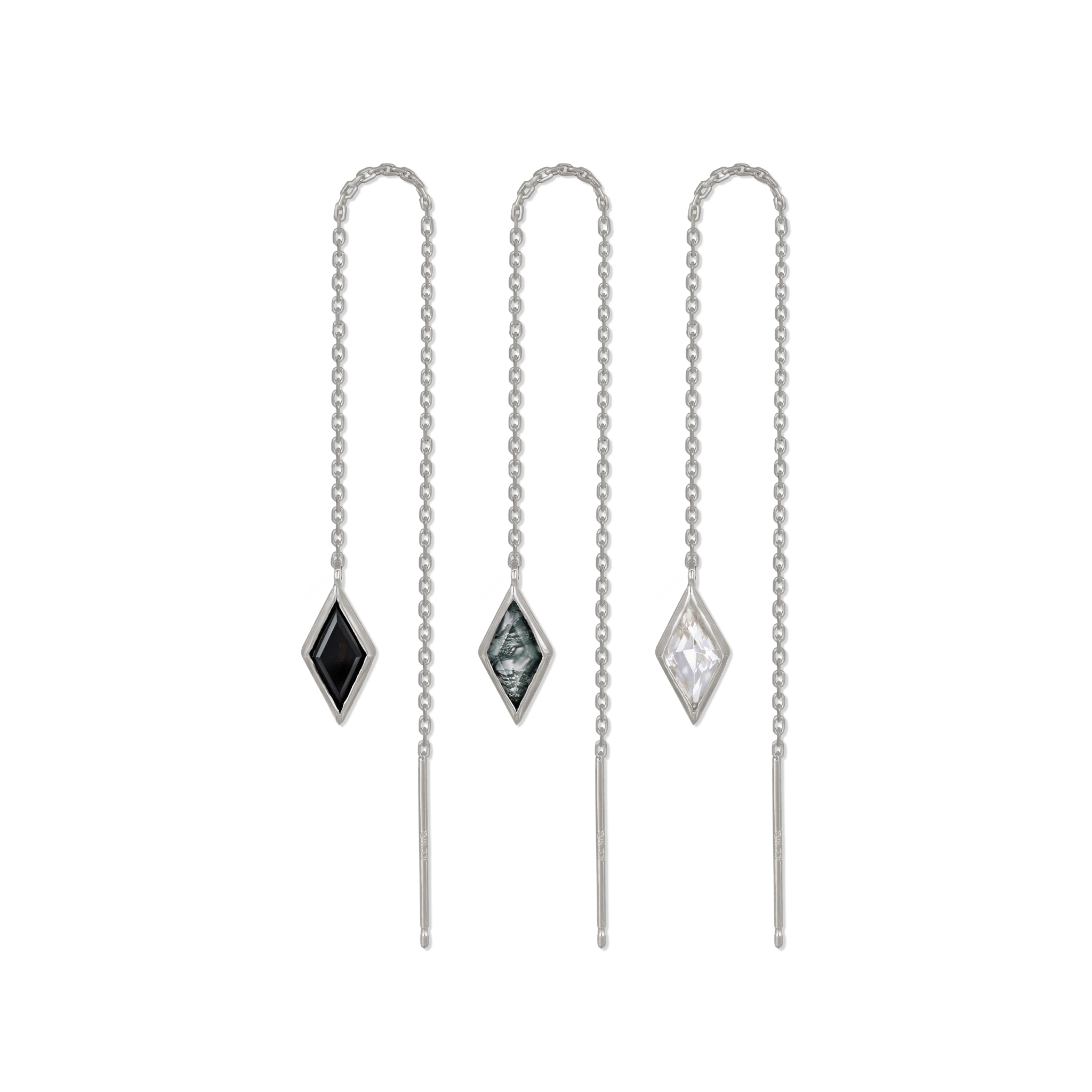 BEATTI Threaders BTE056 • Black Spinel Gemstone Rhombus Drop Threader BTE056 • Black Spinel Gemstone Rhombus Drop Threader