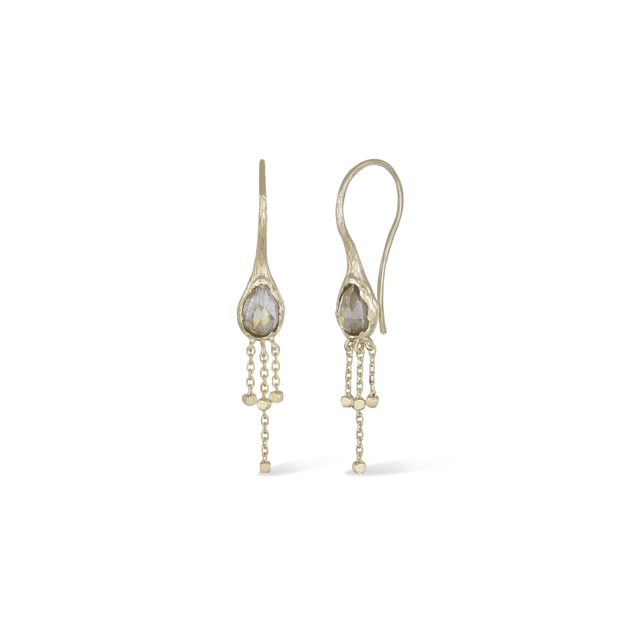 BEATTI Threaders BTE058 • Labradorite Organic Shape Gemstone Threader Earrings BTE058 • Labradorite Organic Shape Gemstone Threader Earrings