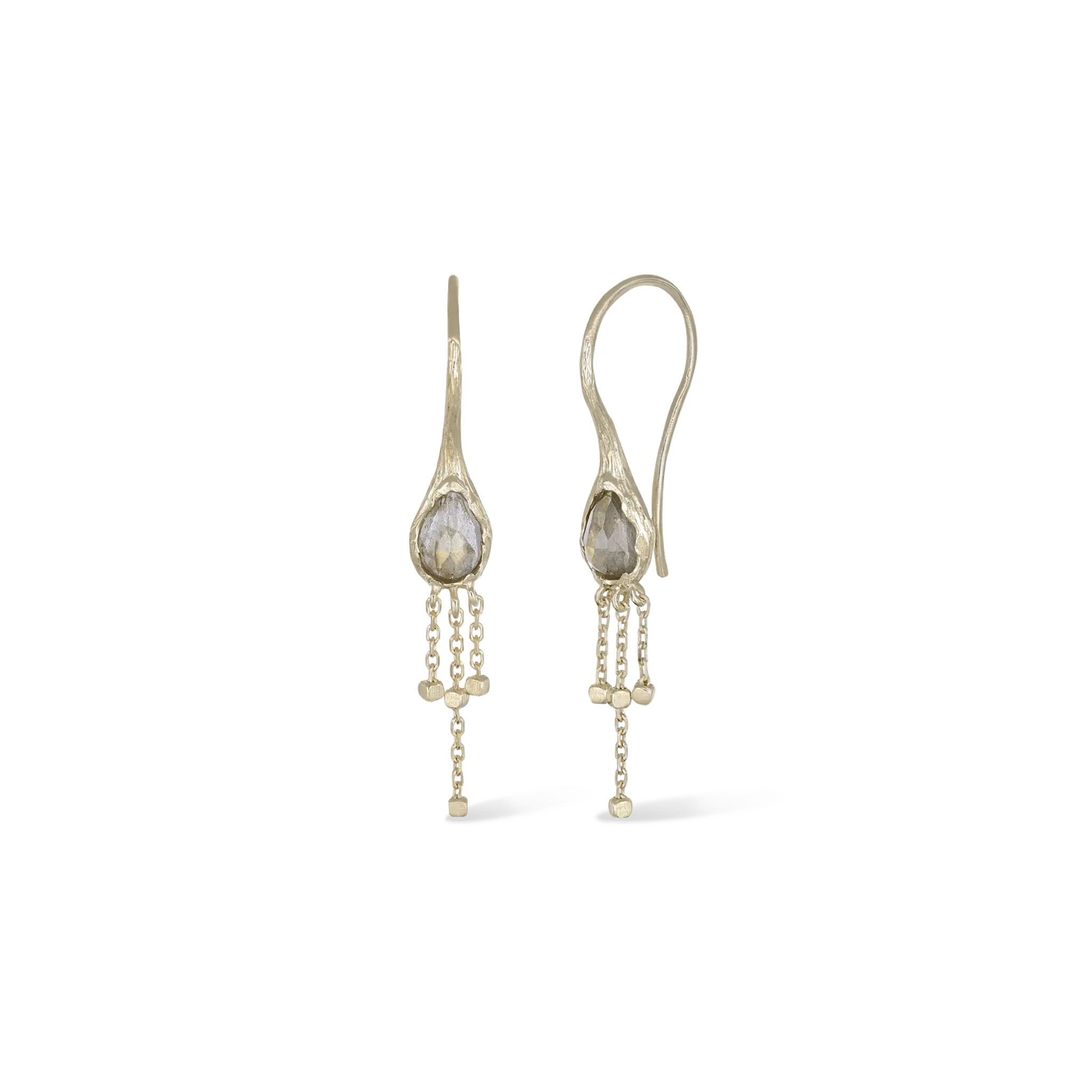 BEATTI Threaders BTE058 • Labradorite Organic Shape Gemstone Threader Earrings BTE058 • Labradorite Organic Shape Gemstone Threader Earrings