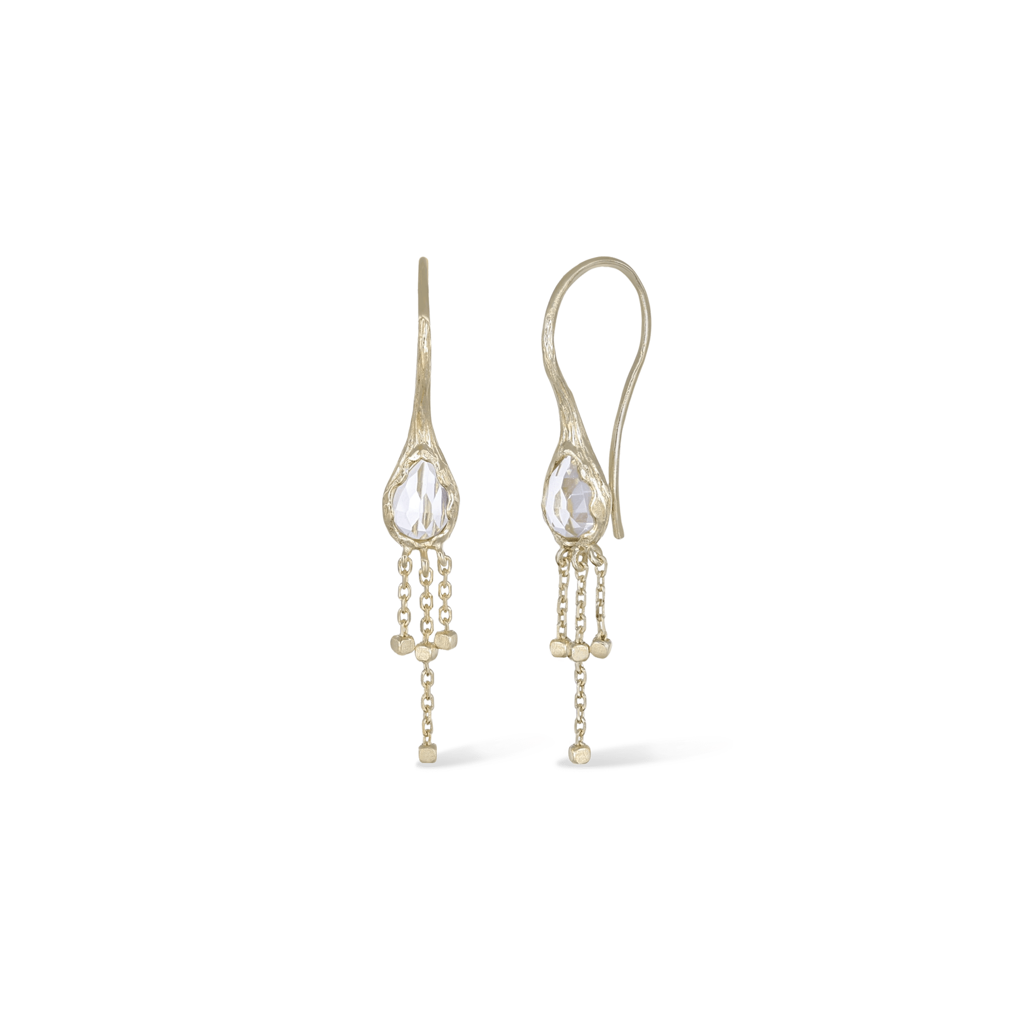 BEATTI Threaders BTE058 • Rock Crystal Organic Shape Gemstone Threader Earrings BTE058 • Rock Crystal Organic Shape Gemstone Threader Earrings
