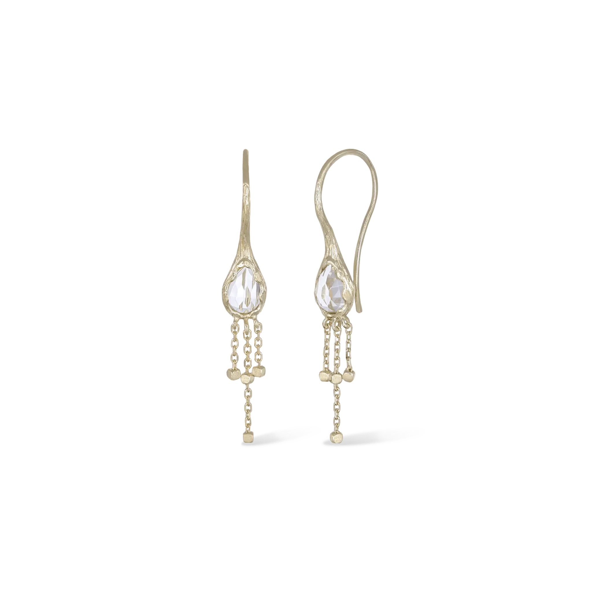 BEATTI Threaders BTE058 • Rock Crystal Organic Shape Gemstone Threader Earrings BTE058 • Rock Crystal Organic Shape Gemstone Threader Earrings