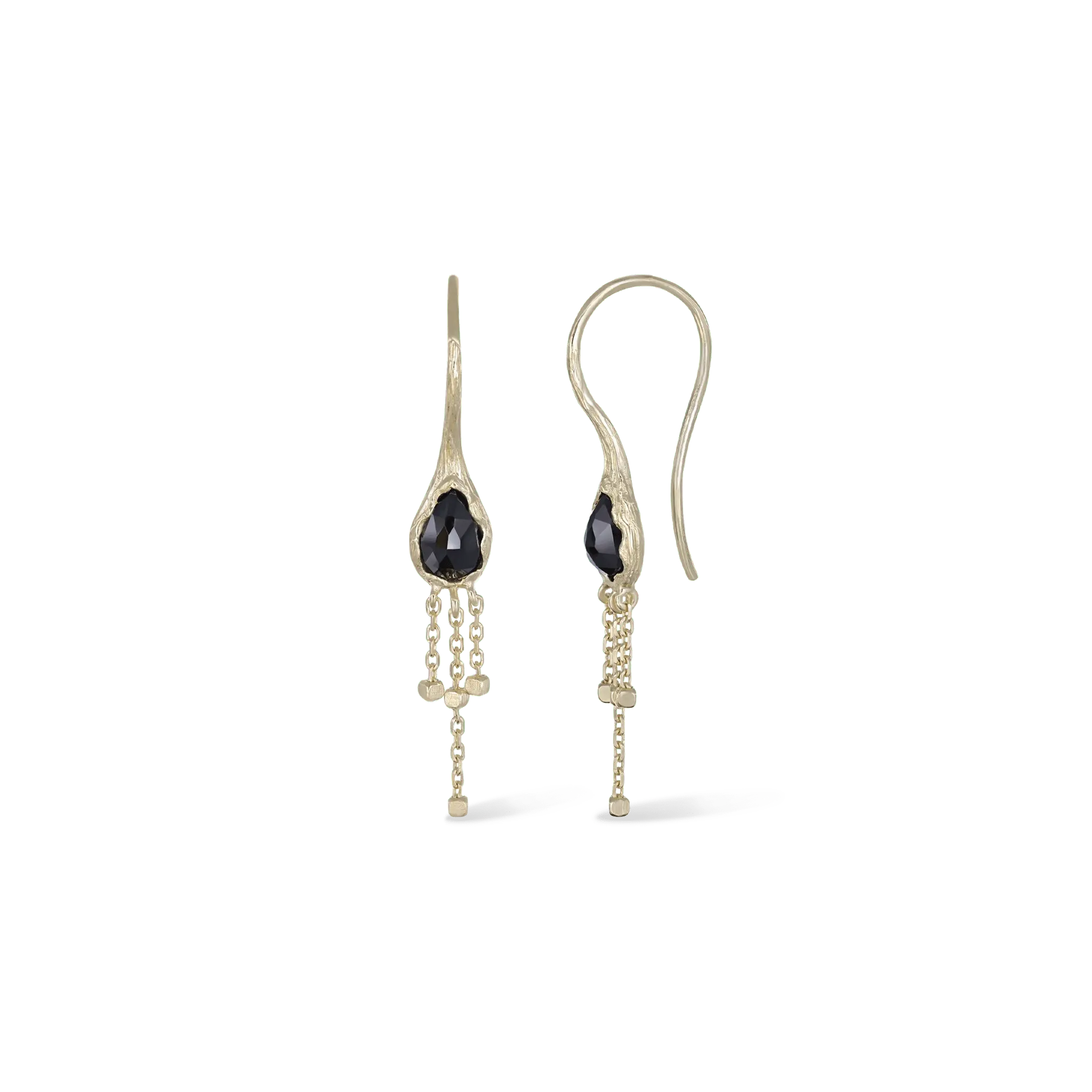 BEATTI Threaders BTE058 • Black Spinel Organic Shape Gemstone Threader Earrings BTE058 • Black Spinel Organic Shape Gemstone Threader Earrings