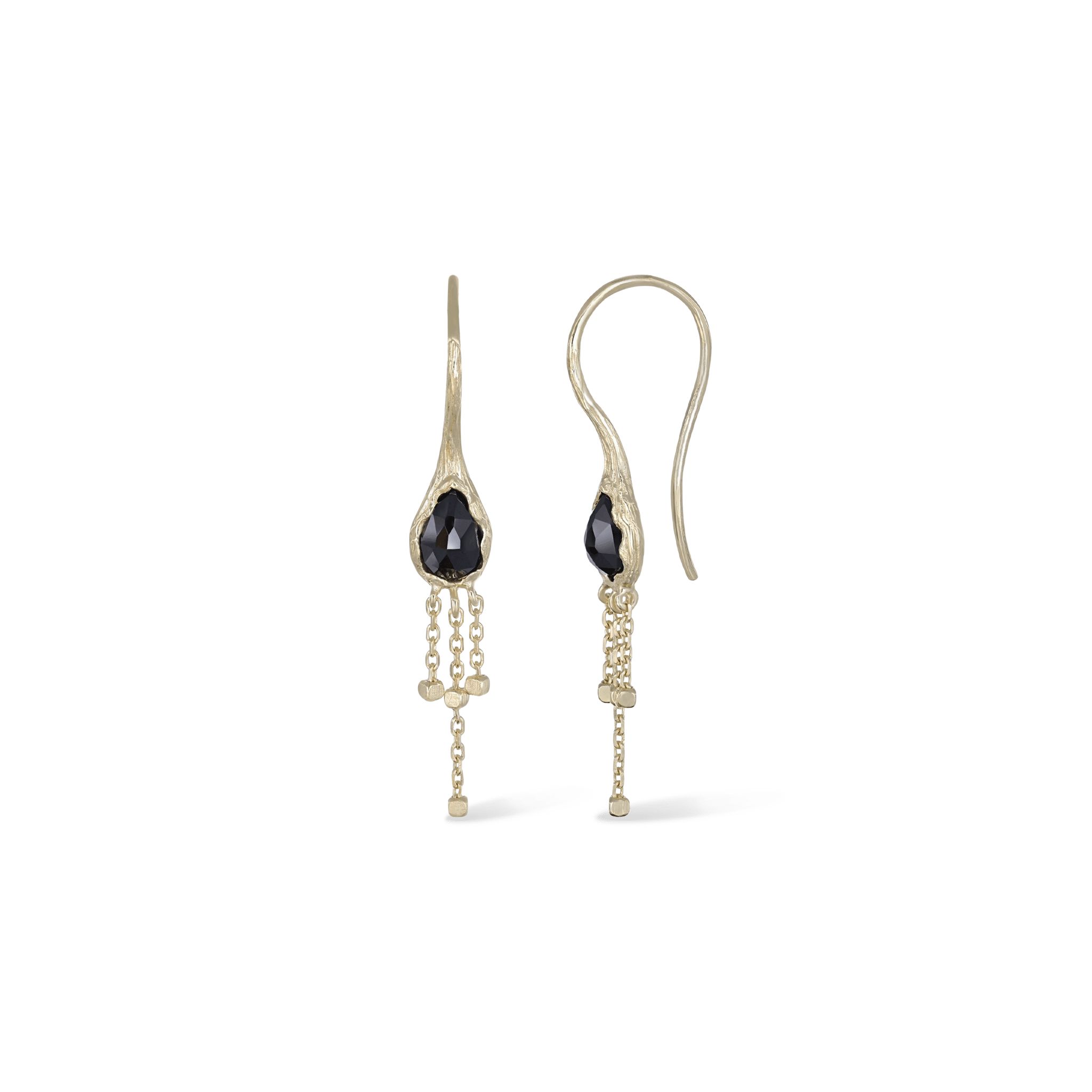 BEATTI Threaders BTE058 • Black Spinel Organic Shape Gemstone Threader Earrings BTE058 • Black Spinel Organic Shape Gemstone Threader Earrings