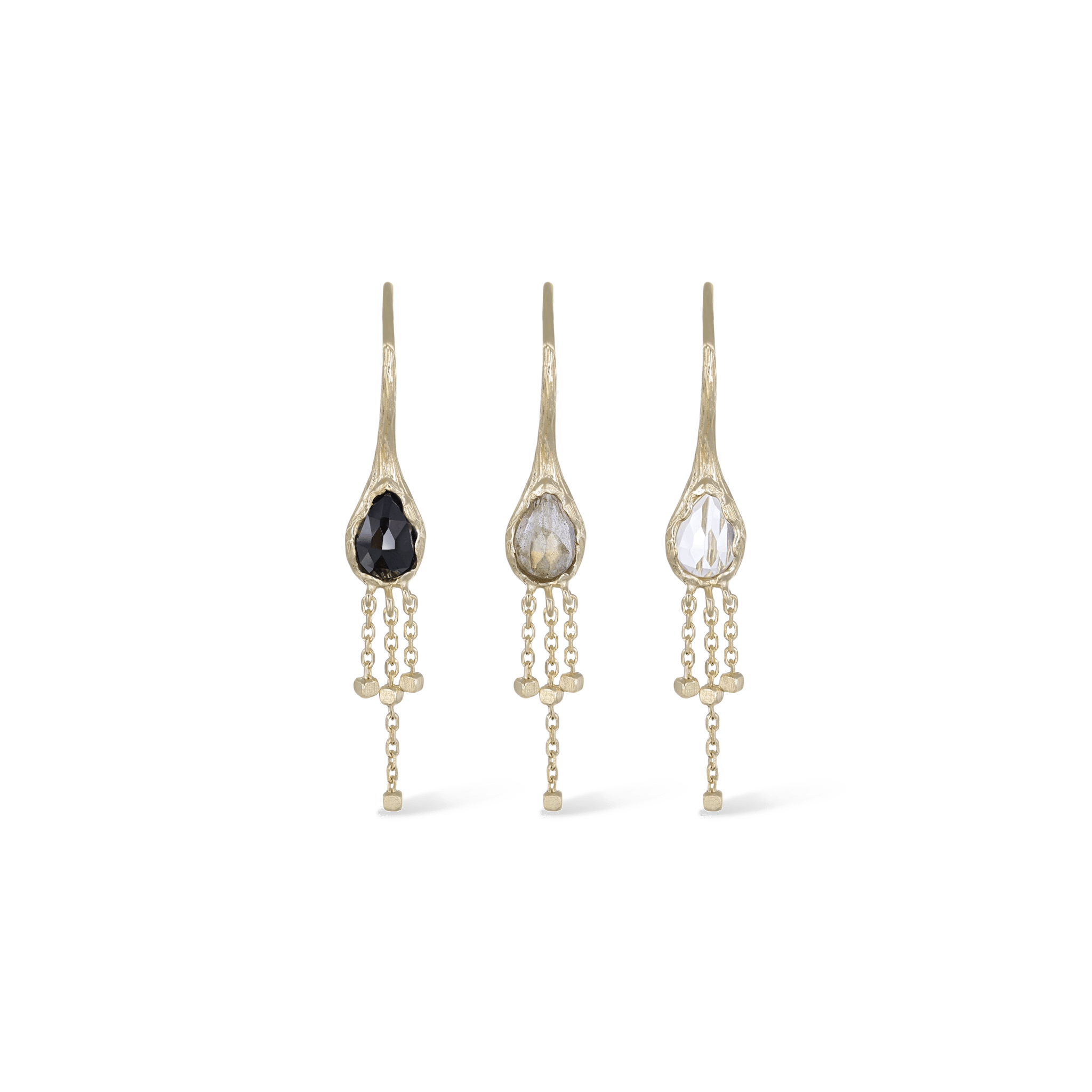 BEATTI Threaders BTE058 • Labradorite Organic Shape Gemstone Threader Earrings BTE058 • Labradorite Organic Shape Gemstone Threader Earrings