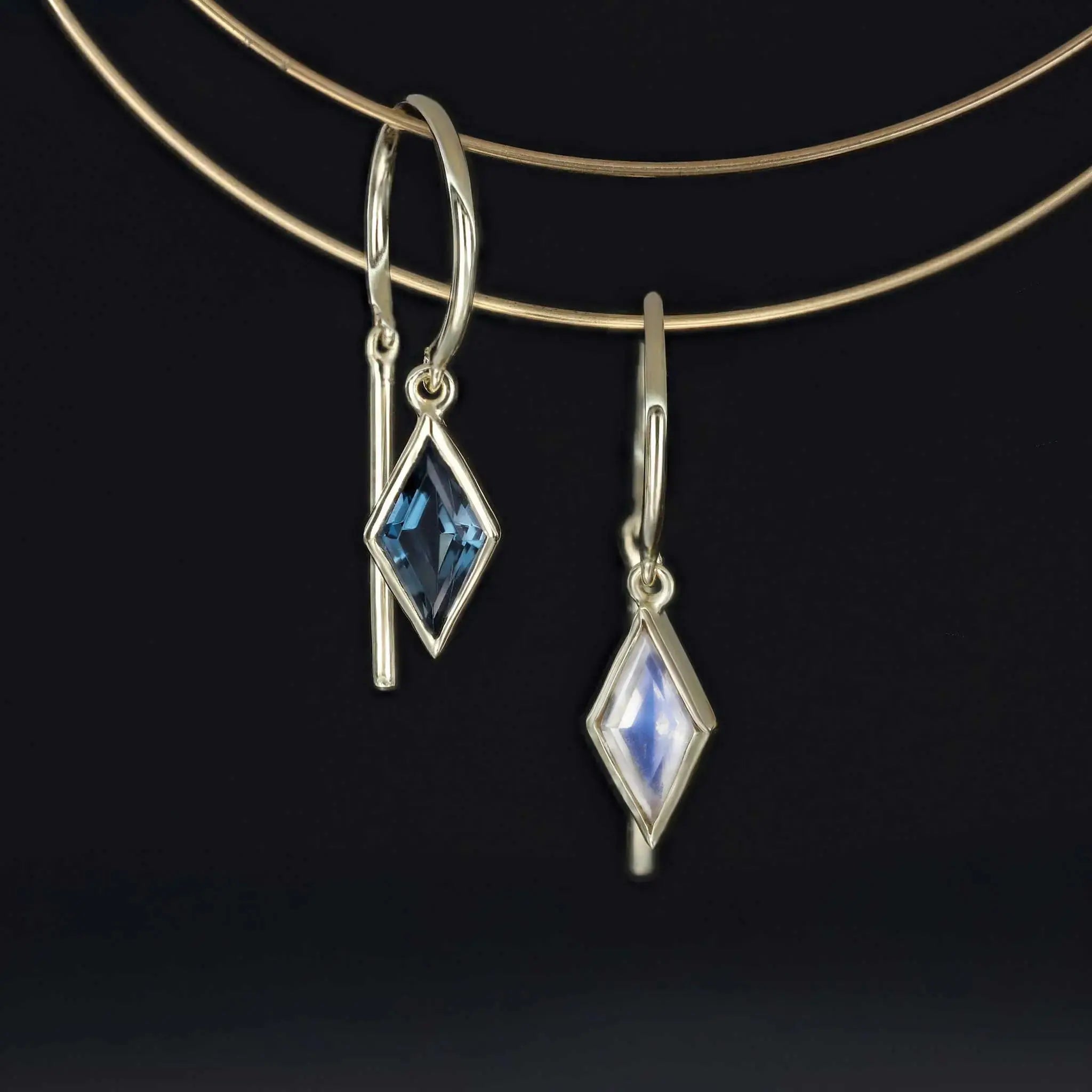 BEATTI Threaders BTE061 • Rhombus Gemstone Threader Hoop Earrings BTE061 • Rhombus Gemstone Threader Hoop Earrings