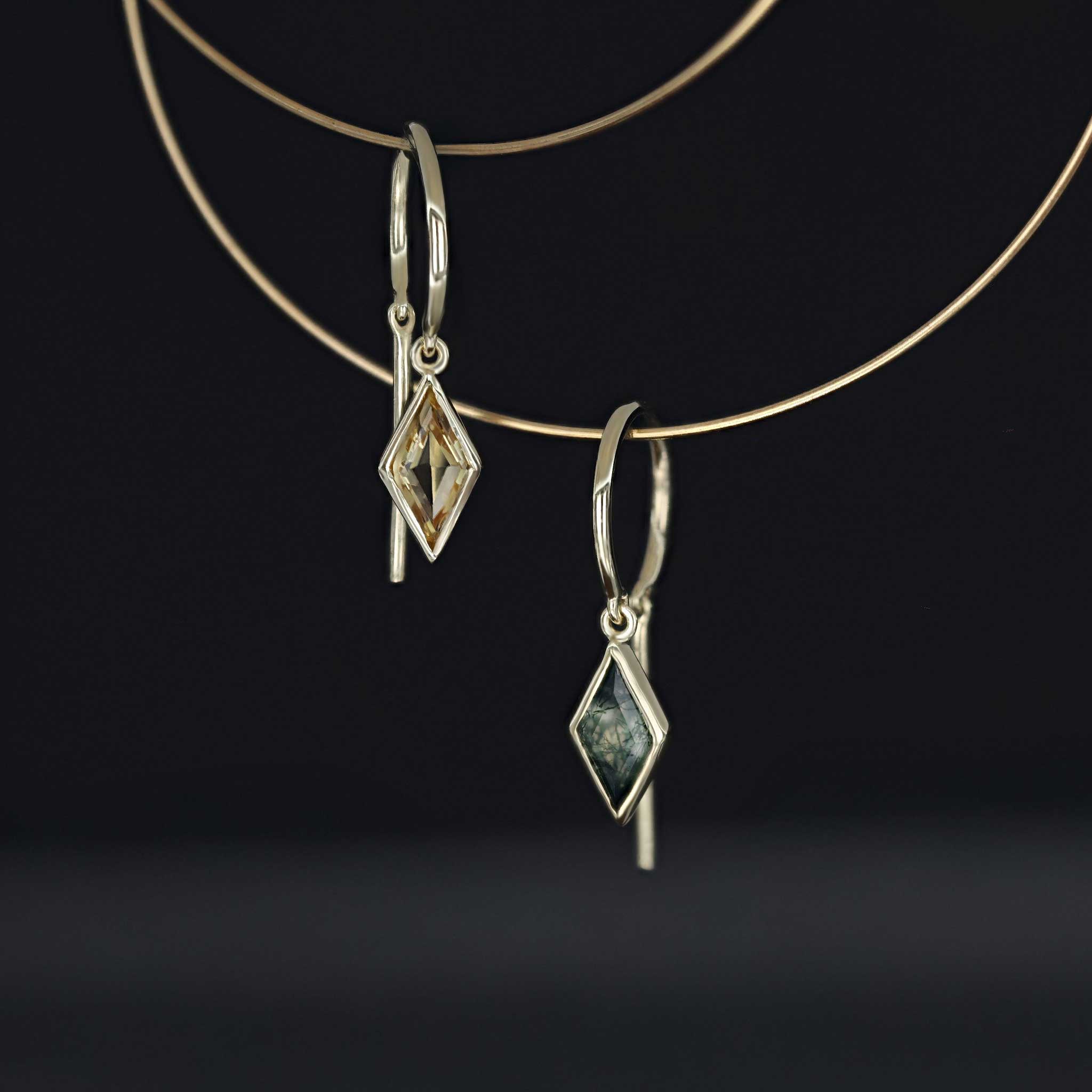 BEATTI Threaders BTE061 • Rhombus Gemstone Threader Hoop Earrings BTE061 • Rhombus Gemstone Threader Hoop Earrings