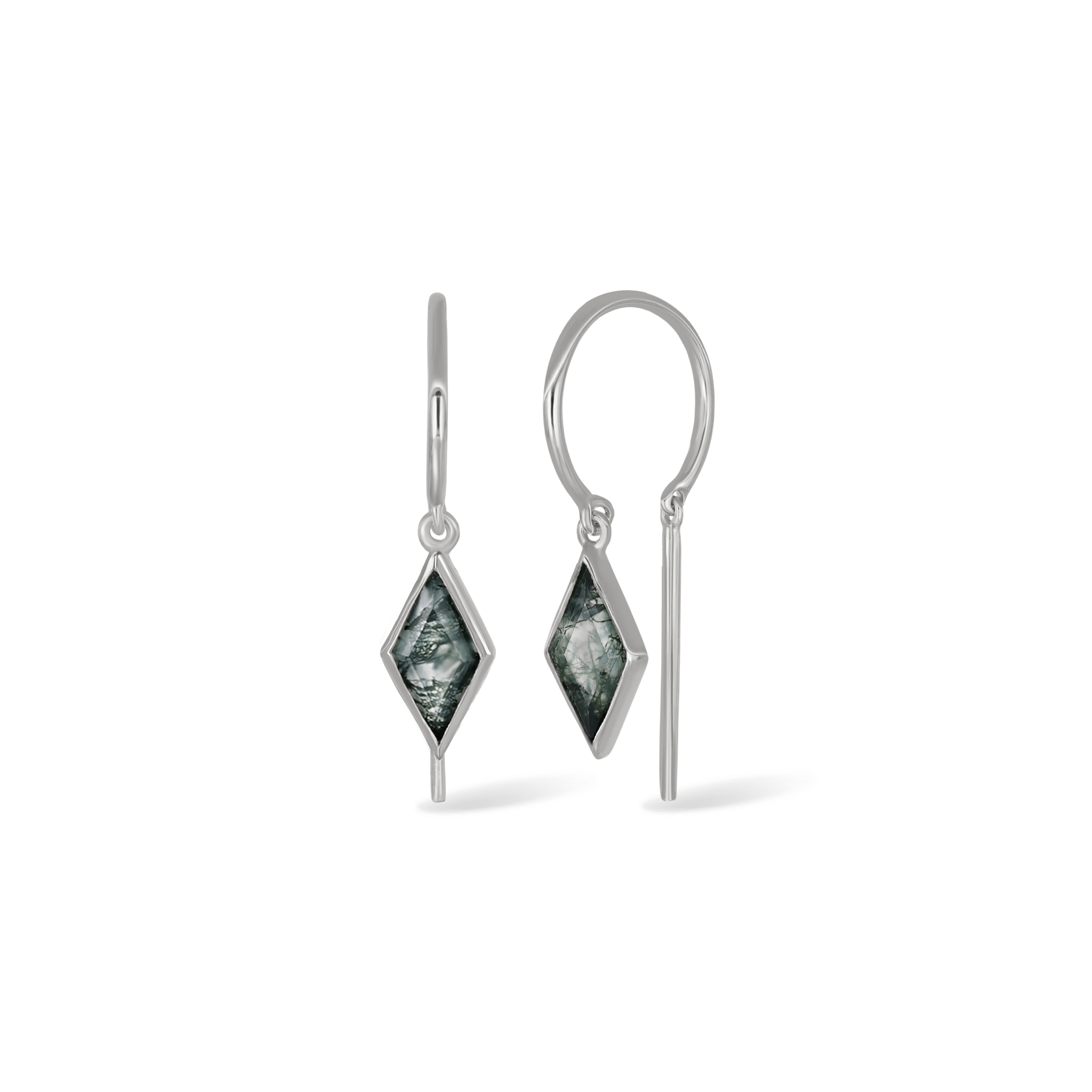 BEATTI Threaders BTE061 • Rhombus Gemstone Threader Hoop Earrings BTE061 • Rhombus Gemstone Threader Hoop Earrings