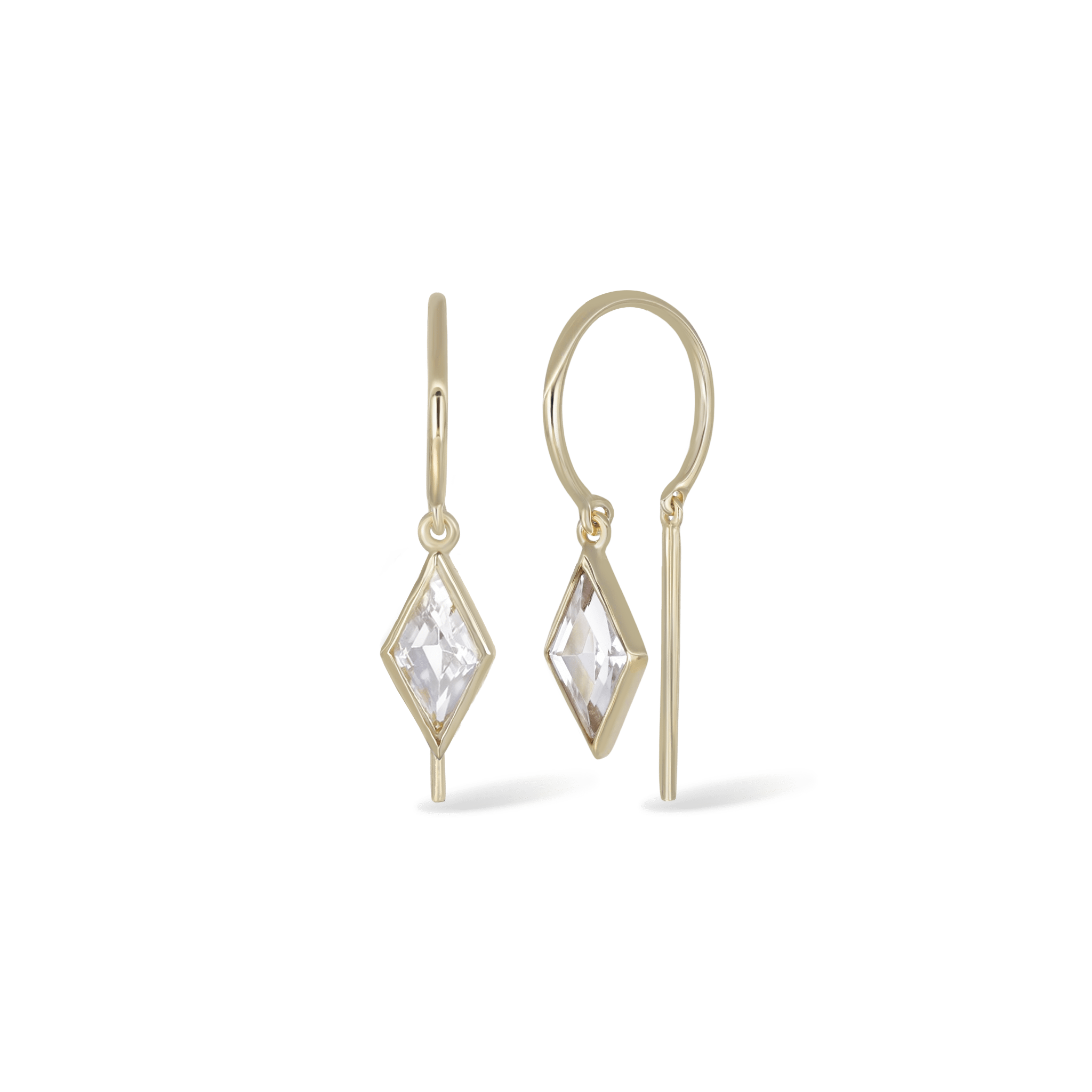 BEATTI Threaders BTE061 • Rhombus Gemstone Threader Hoop Earrings BTE061 • Rhombus Gemstone Threader Hoop Earrings