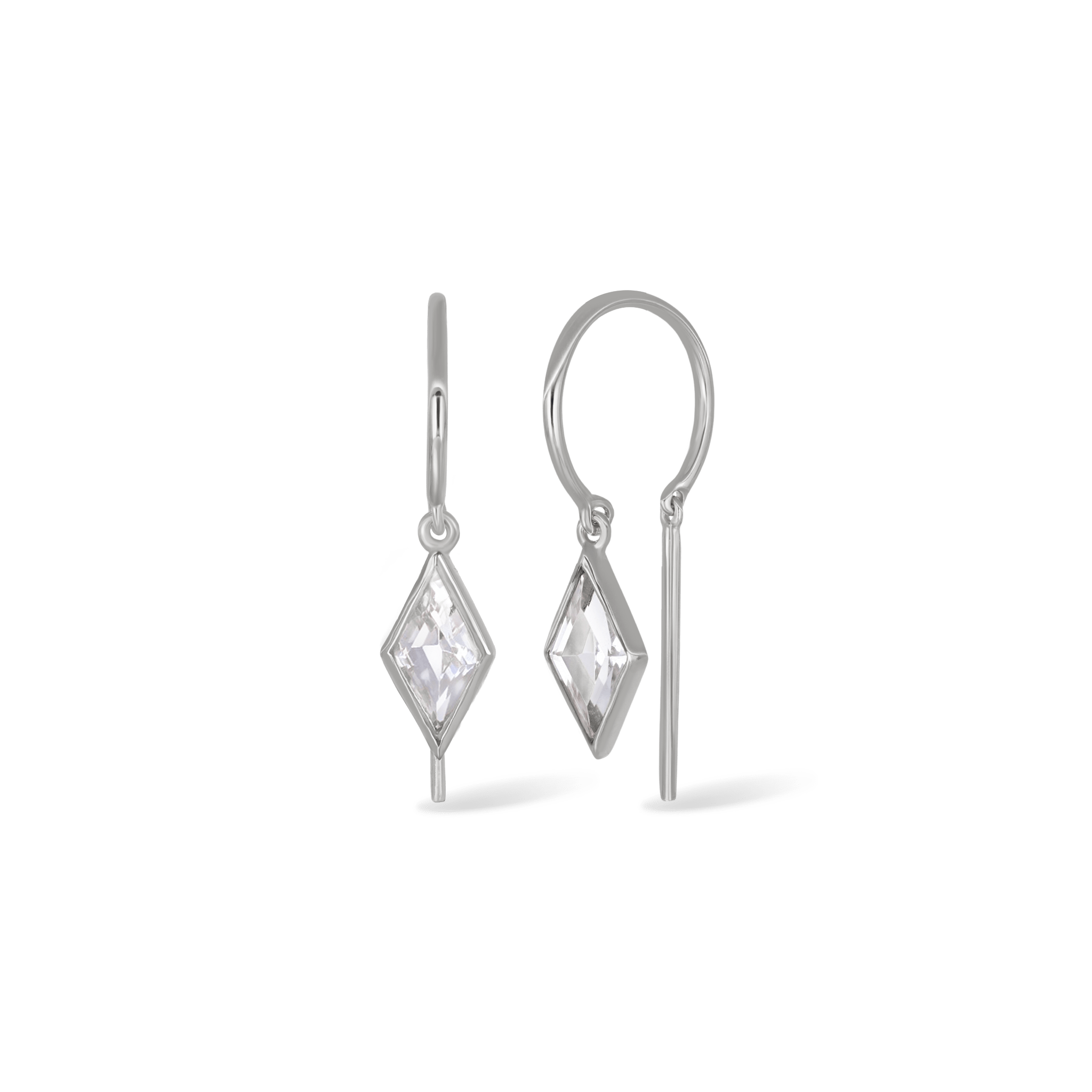 BEATTI Threaders BTE061 • Rhombus Gemstone Threader Hoop Earrings BTE061 • Rhombus Gemstone Threader Hoop Earrings