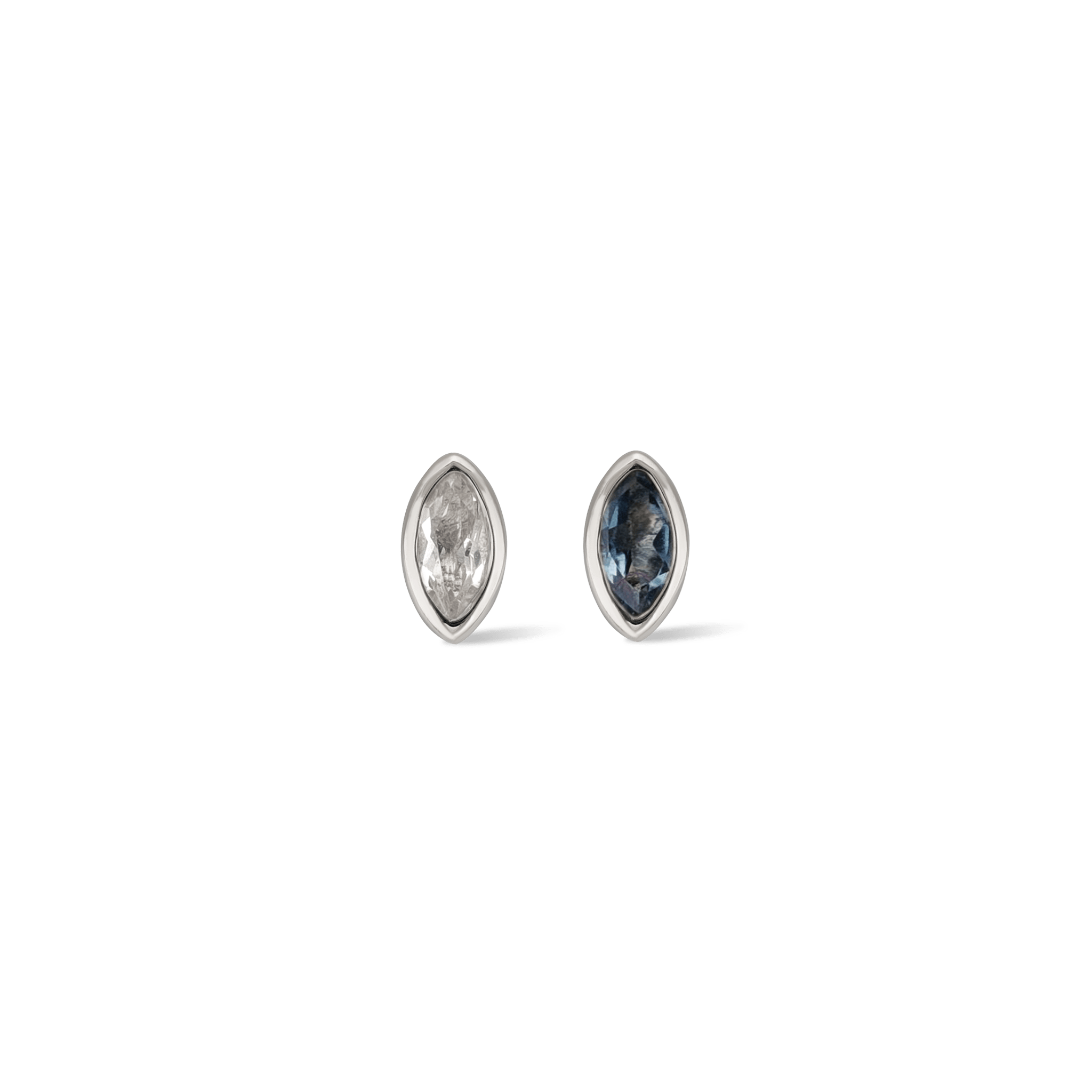 BEATTI Threadless Ends Etta • 14K White Gold Tiny Marquise Gemstone Stud Etta • 14K White Gold Tiny Marquise Gemstone Stud