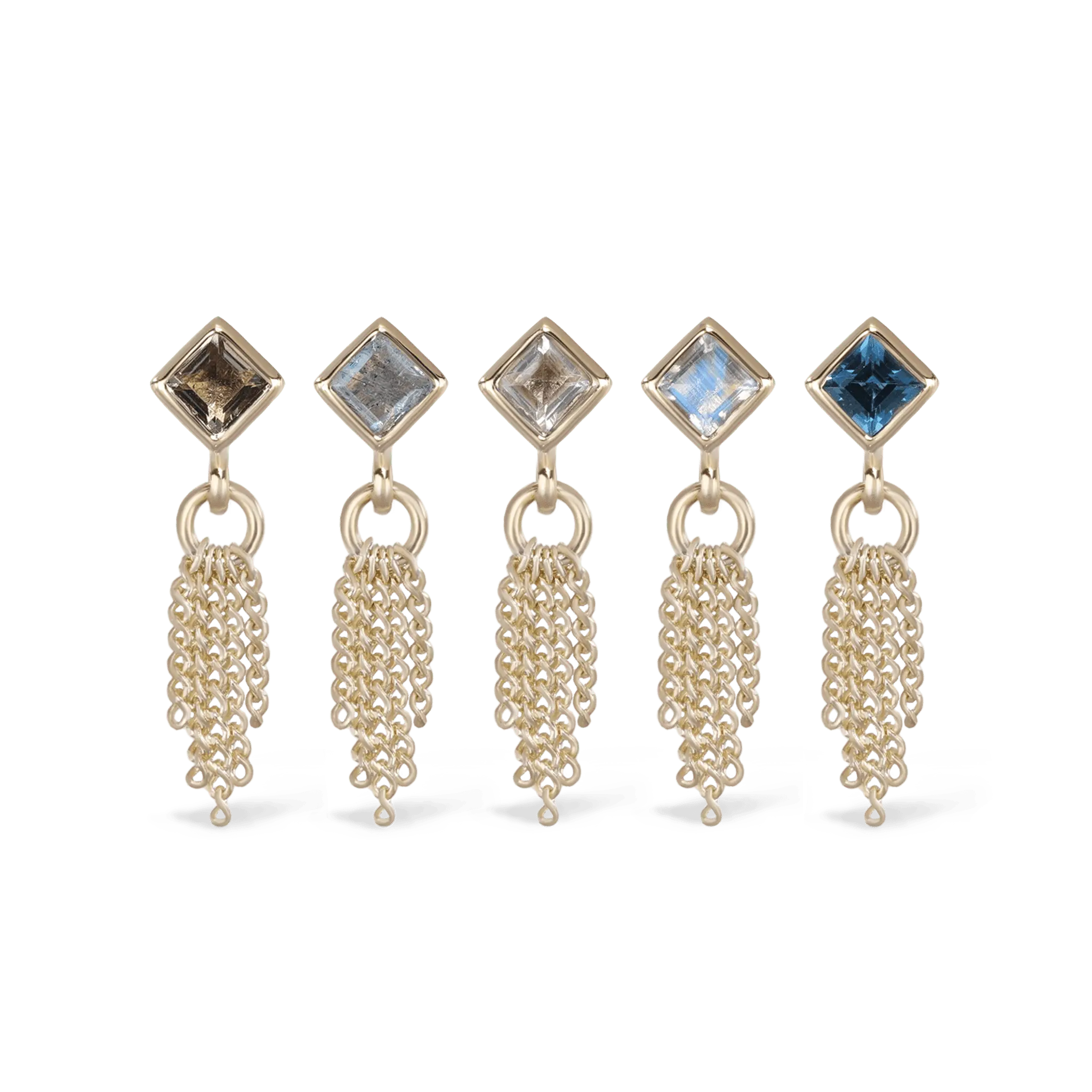 BEATTI Threadless Ends Gold / Smoky Quartz Miel • Natural Gemstone 5 Curb Chain Tassel BTEG033A Miel • Natural Gemstone 5 Curb Chain Tassel