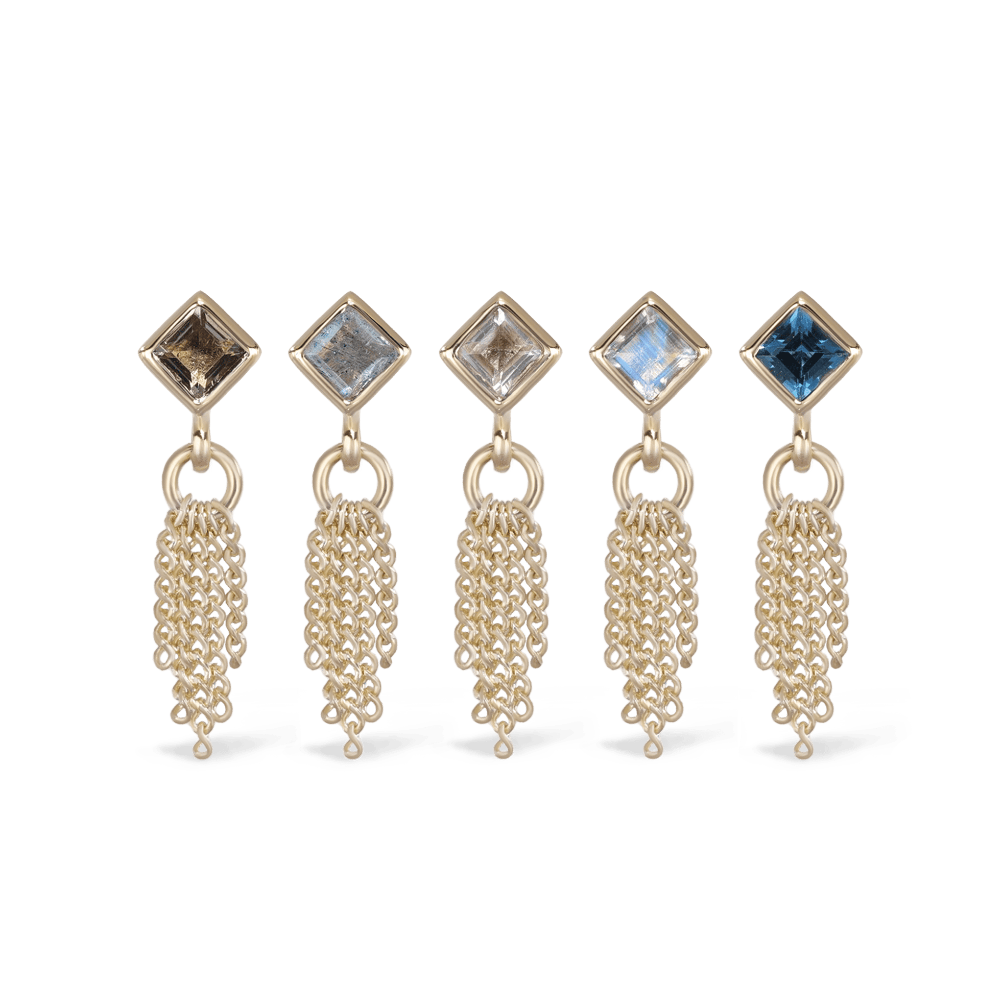 BEATTI Threadless Ends Gold / Smoky Quartz Miel • Natural Gemstone 5 Curb Chain Tassel BTEG033A Miel • Natural Gemstone 5 Curb Chain Tassel