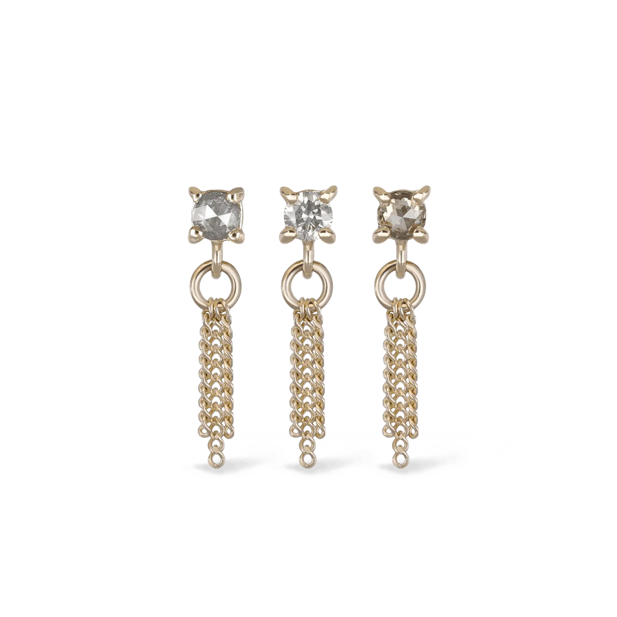 BEATTI Threadless Ends Gold / White Diamond Breeze • 2mm Natural Diamond 3 Curb Chain Tassel BTEG040 Breeze • 2mm Natural Diamond 3 Curb Chain Tassel