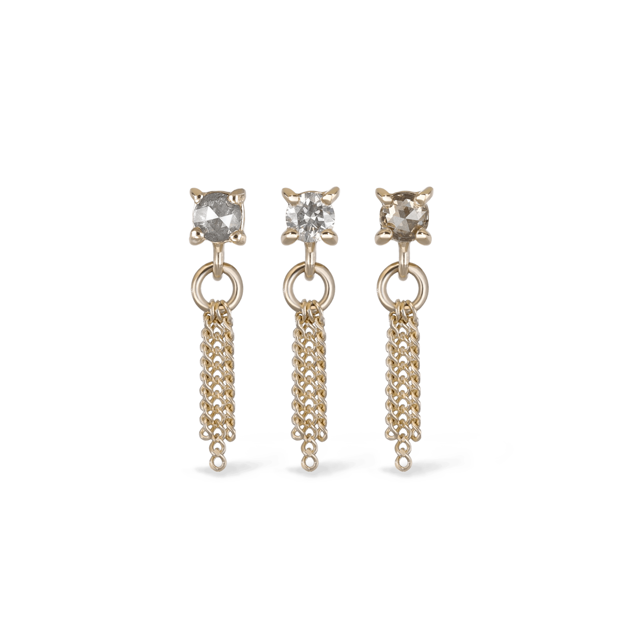 BEATTI Threadless Ends Gold / White Diamond Breeze • 2mm Natural Diamond 3 Curb Chain Tassel BTEG040 Breeze • 2mm Natural Diamond 3 Curb Chain Tassel