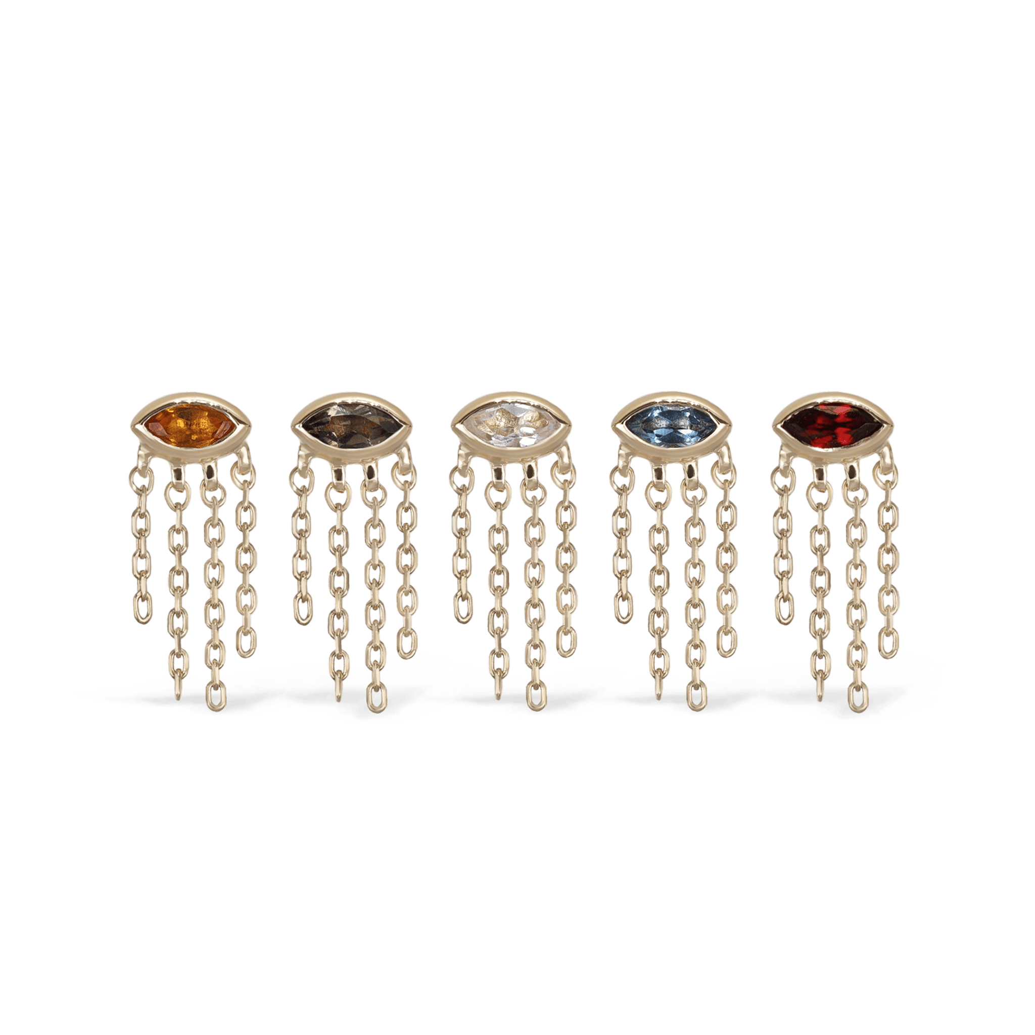 BEATTI Threadless Ends Gold / Citrine Misty Dew • 14K Solid Gold Natural Gemstone Threadless Stud BTEG046 Misty Dew • 14K Solid Gold Natural Gemstone Threadless Stud