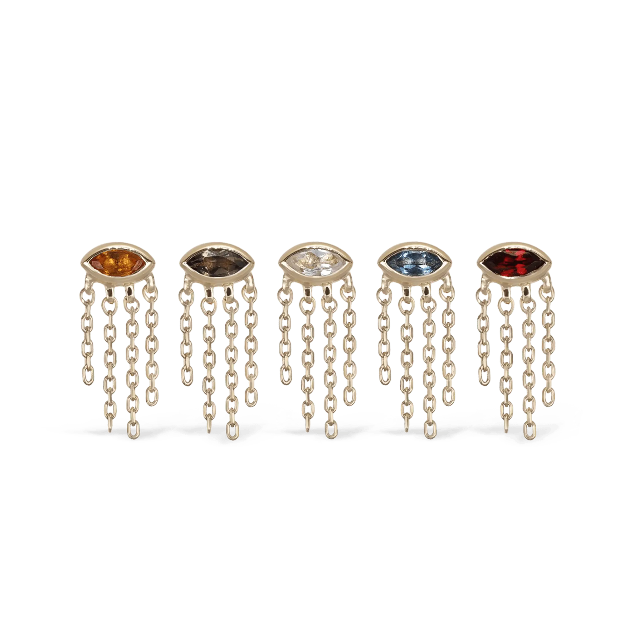 BEATTI Threadless Ends Gold / Citrine Misty Dew • 14K Solid Gold Natural Gemstone Threadless Stud BTEG046 Misty Dew • 14K Solid Gold Natural Gemstone Threadless Stud