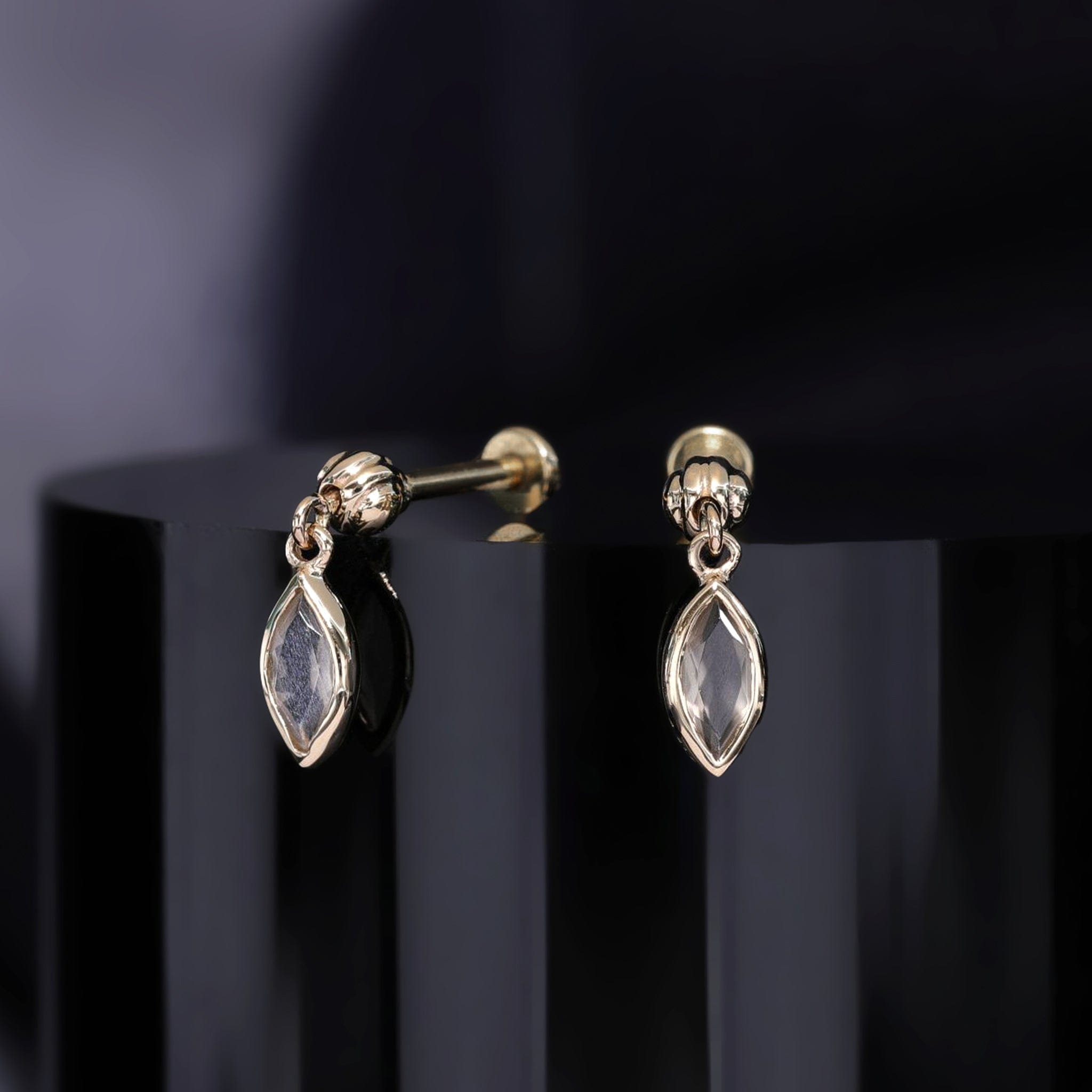 Aris Drop Threadless Flat Back Stud