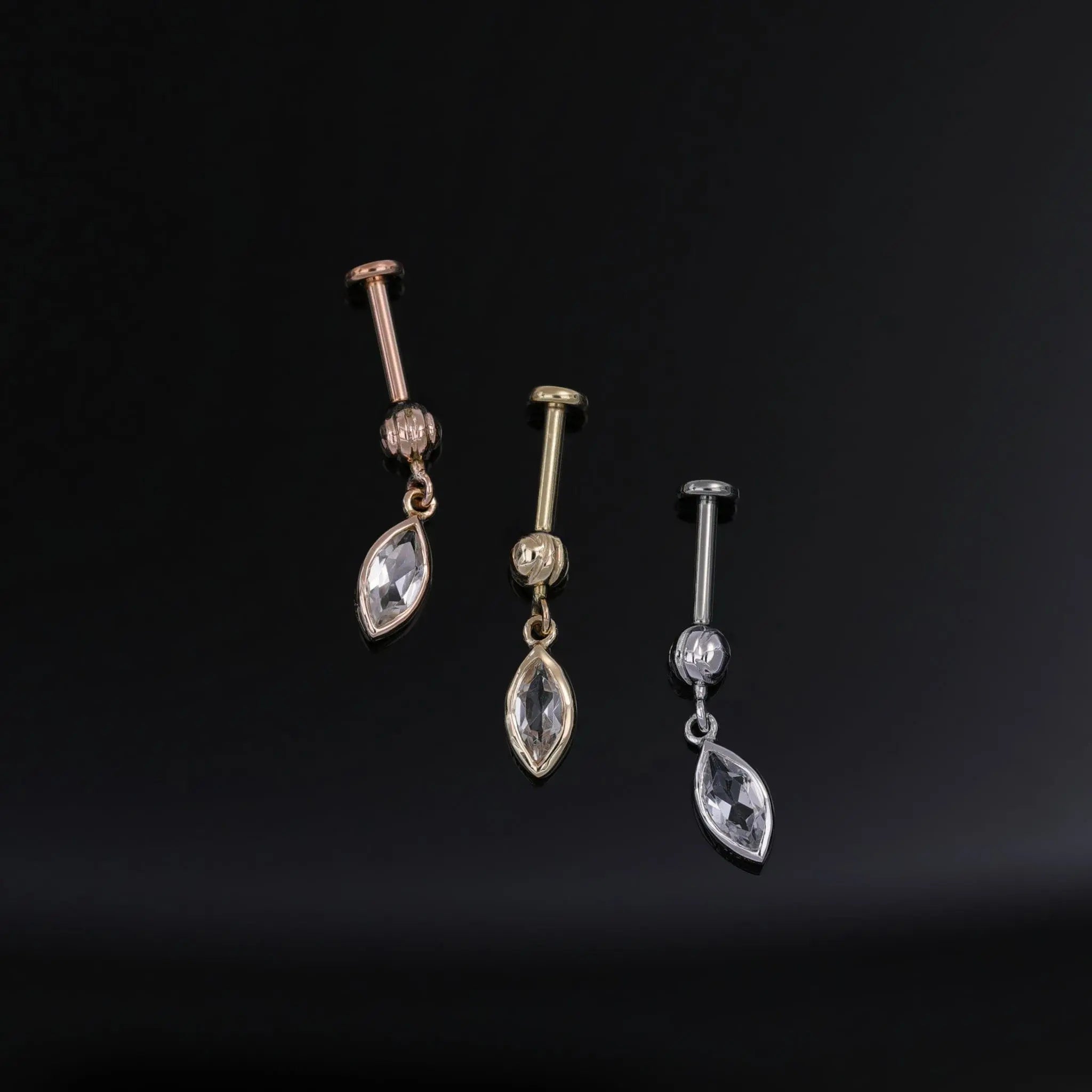 BEATTI Threadless Ends Aris Drop Threadless Flat Back Stud Aris Drop Threadless Flat Back Stud