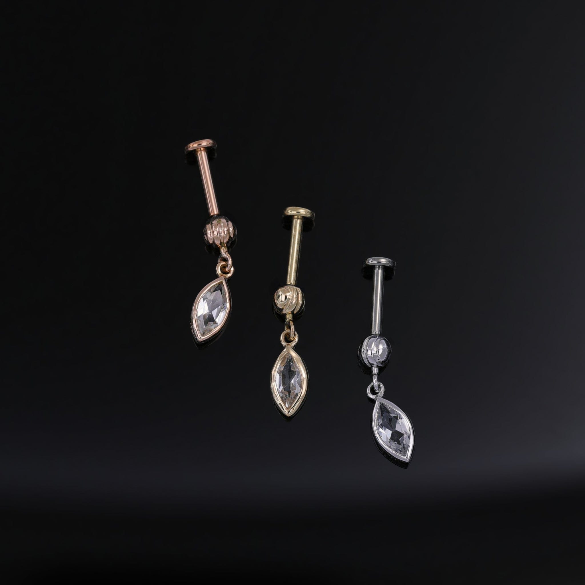 BEATTI Threadless Ends Aris Drop Threadless Flat Back Stud Aris Drop Threadless Flat Back Stud