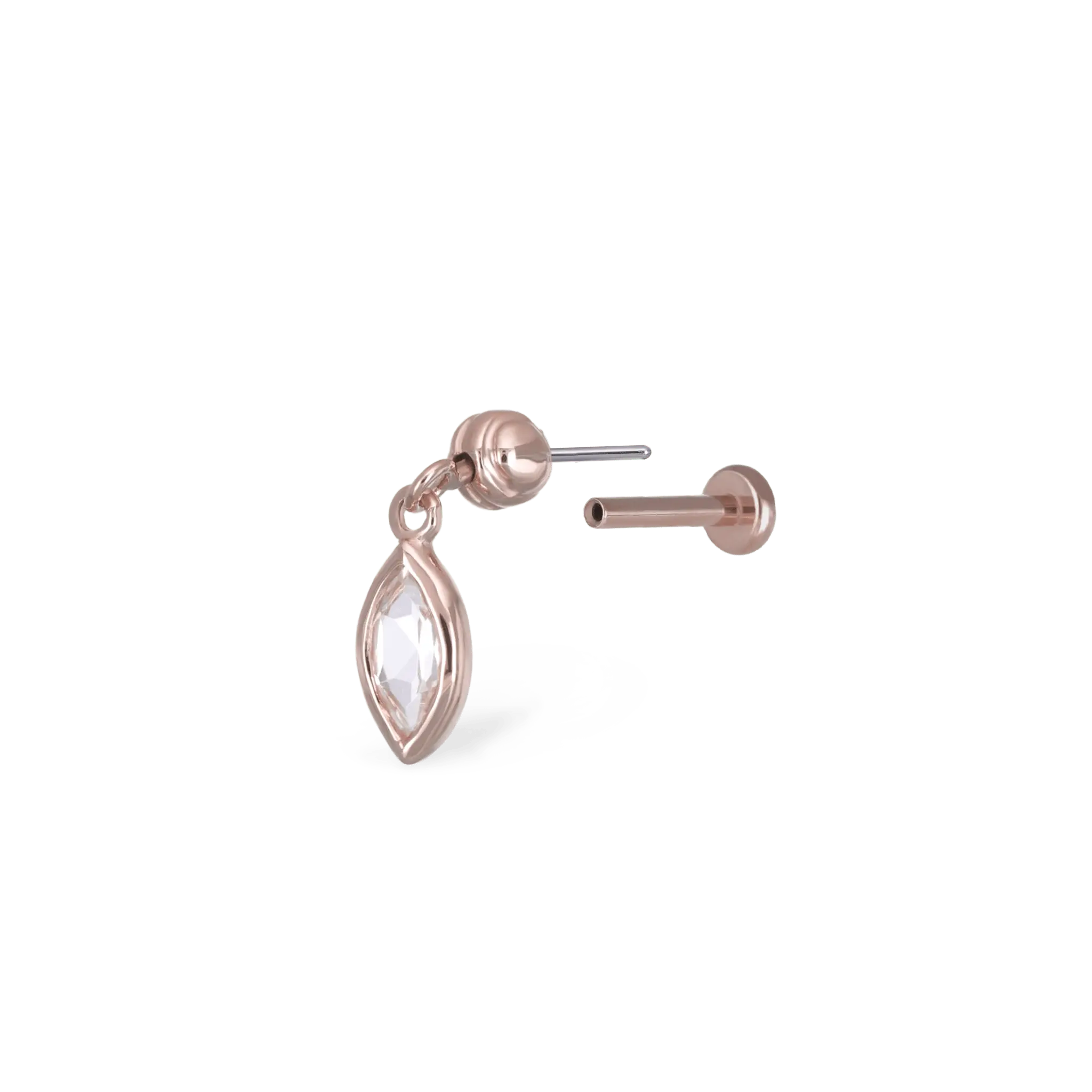 BEATTI Threadless Ends Aris Drop Threadless Flat Back Stud Aris Drop Threadless Flat Back Stud