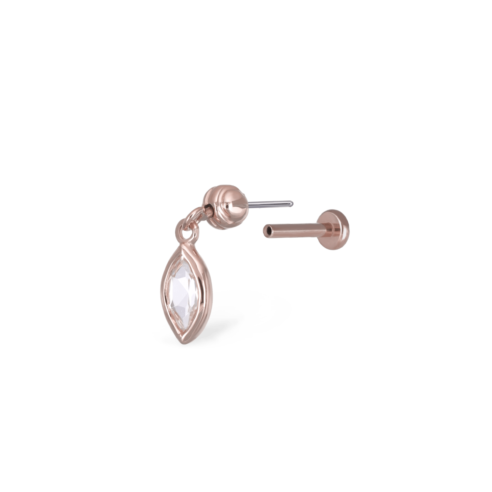 BEATTI Threadless Ends Aris Drop Threadless Flat Back Stud Aris Drop Threadless Flat Back Stud