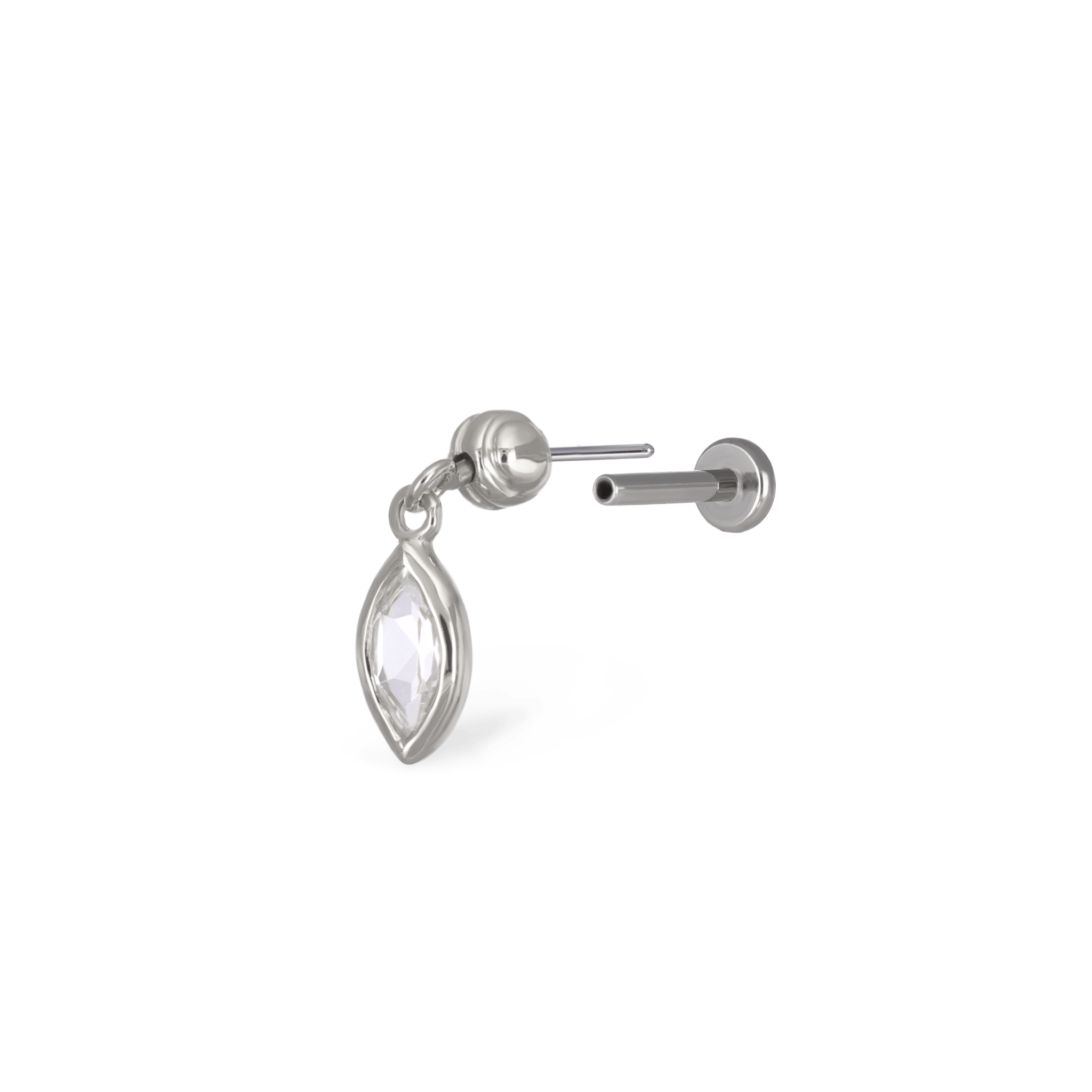 BEATTI Threadless Ends Aris Drop Threadless Flat Back Stud Aris Drop Threadless Flat Back Stud