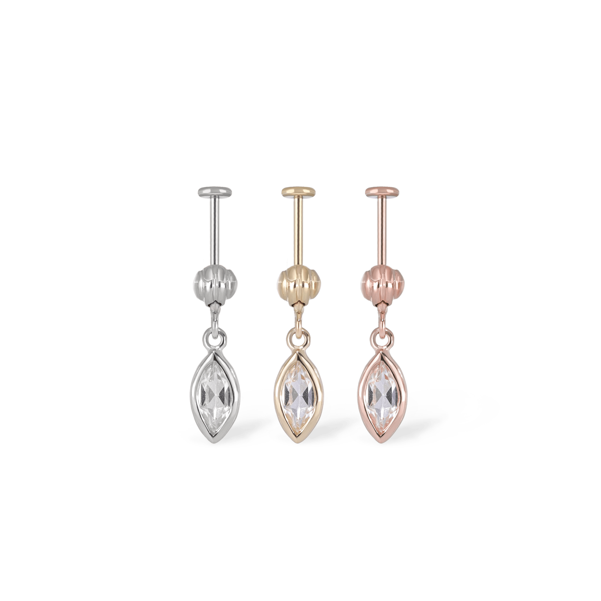 BEATTI Threadless Ends Aris Drop Threadless Flat Back Stud Aris Drop Threadless Flat Back Stud