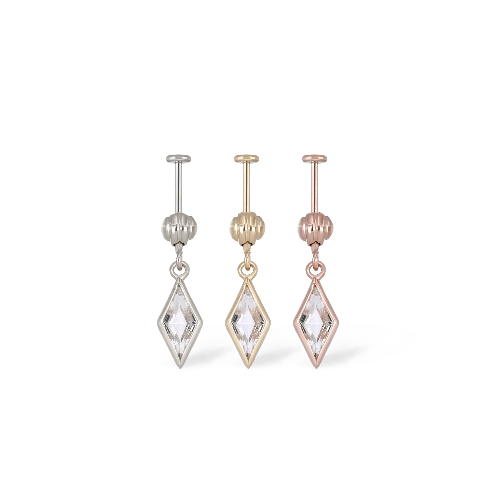 BEATTI Threadless Ends Xena Drop Threadless Flat Back Stud Xena Drop Threadless Flat Back Stud