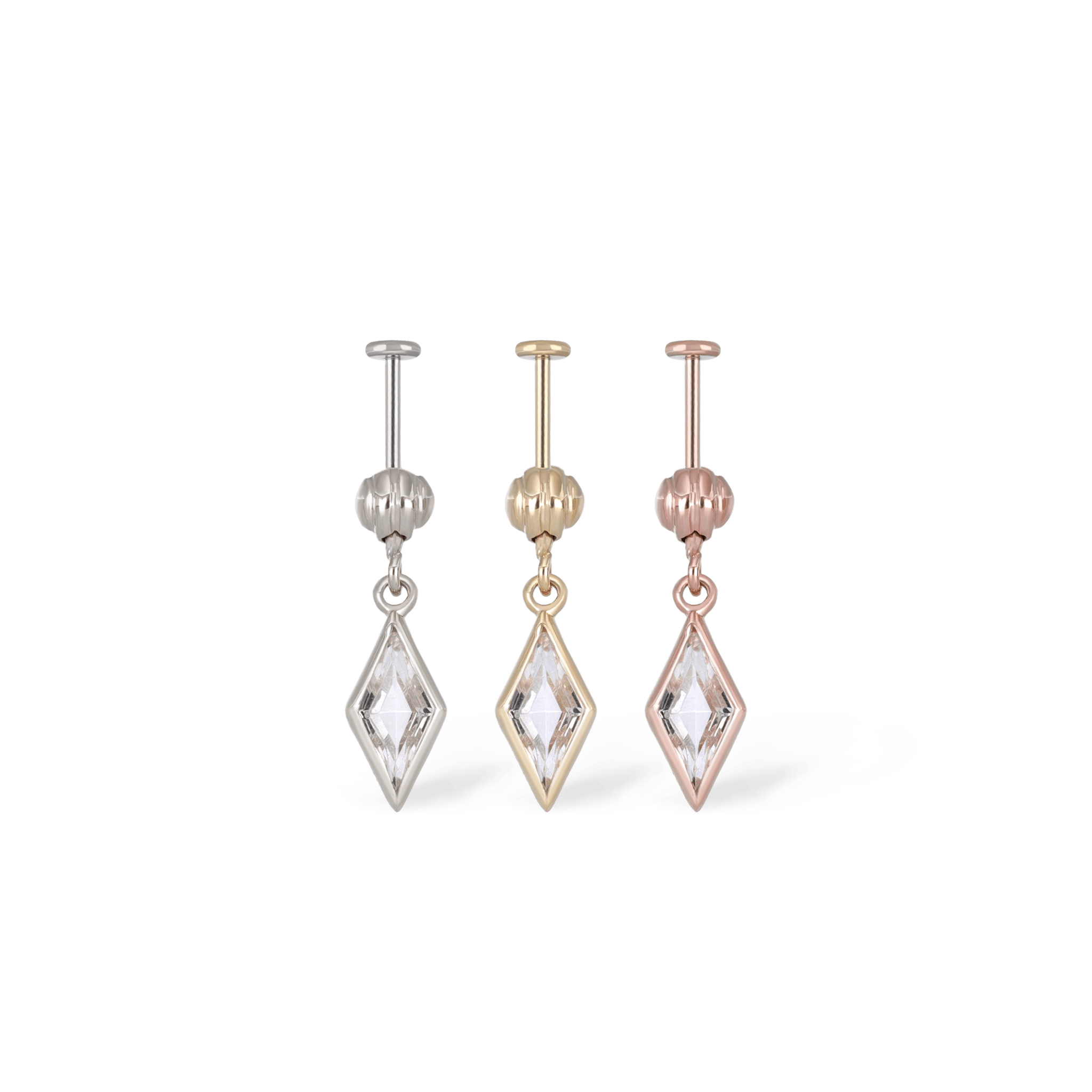 BEATTI Threadless Ends Xena Drop Threadless Flat Back Stud Xena Drop Threadless Flat Back Stud