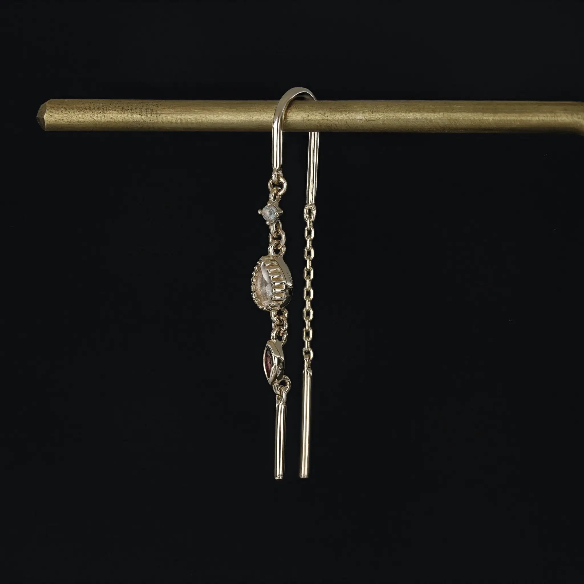 BEATTI Earring BTEG057 • 14K Solid Gemstone Hoop Threaders BTEG057 • 14K Solid Gemstone Hoop Threaders