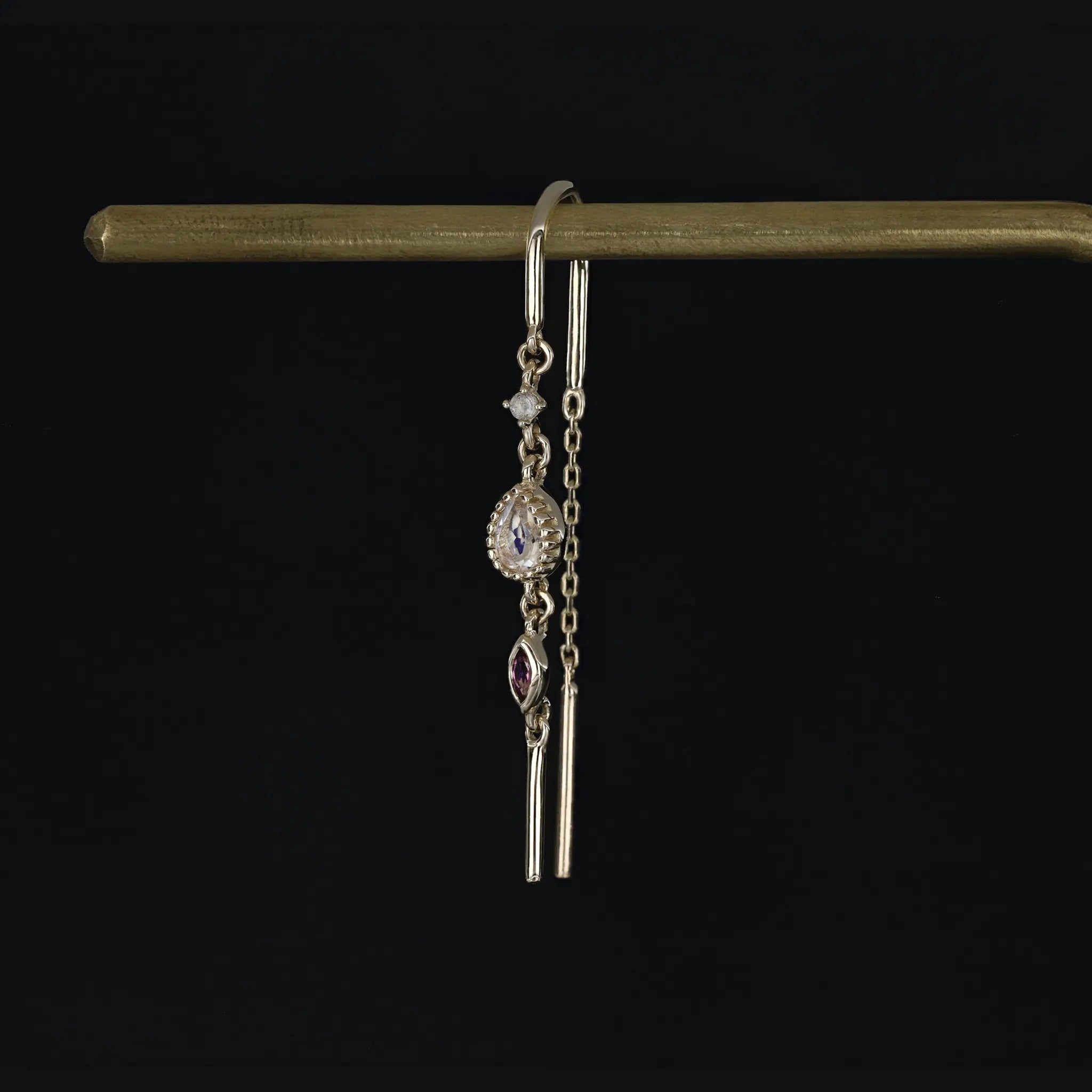 BEATTI Earring BTEG057 • 14K Solid Gemstone Hoop Threaders BTEG057 • 14K Solid Gemstone Hoop Threaders