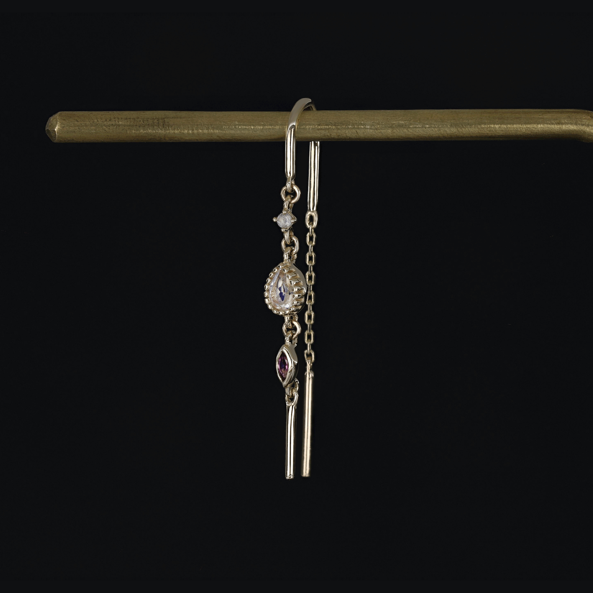 BEATTI Earring BTEG057 • 14K Solid Gemstone Hoop Threaders BTEG057 • 14K Solid Gemstone Hoop Threaders