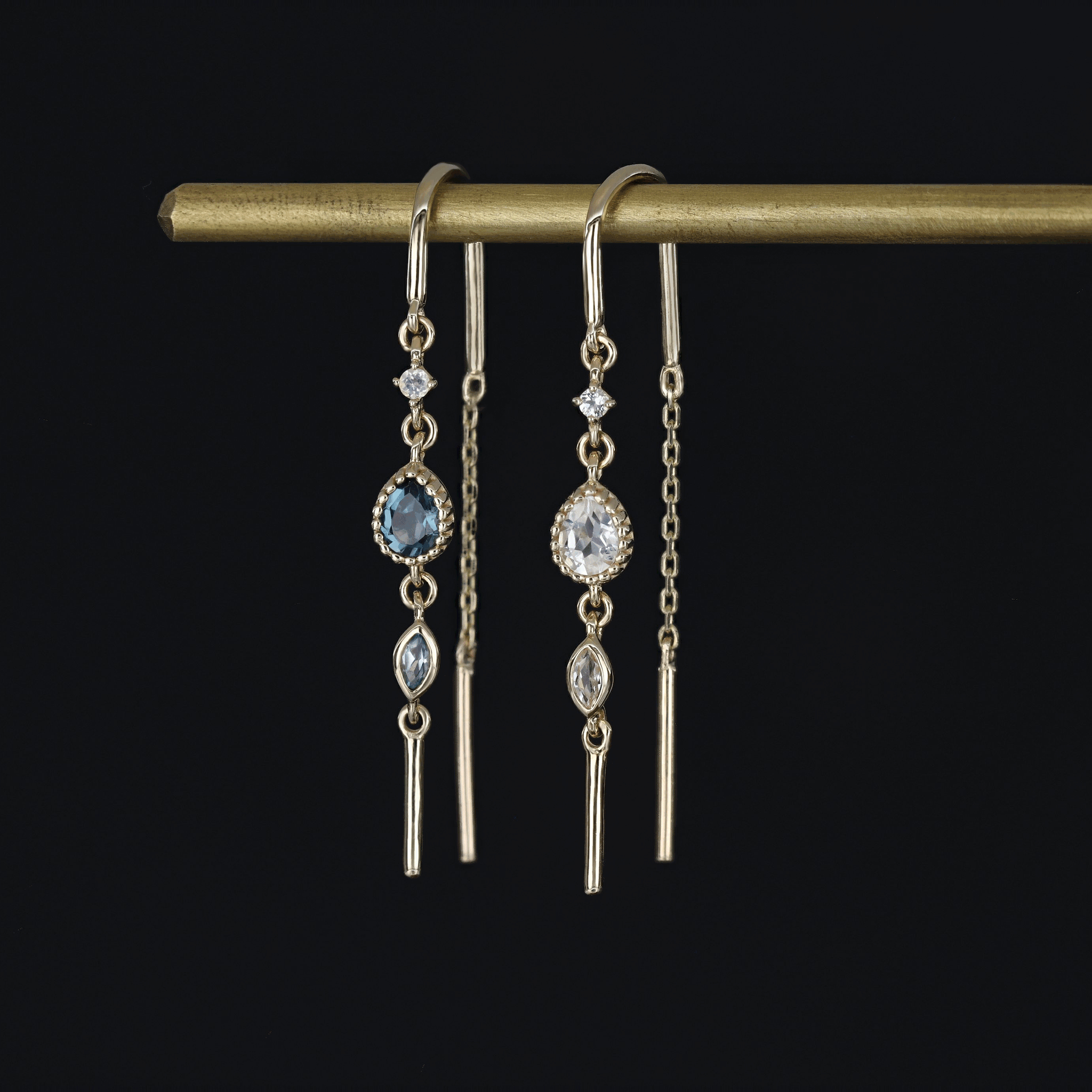 BEATTI Earring BTEG057 • 14K Solid Gemstone Hoop Threaders BTEG057 • 14K Solid Gemstone Hoop Threaders