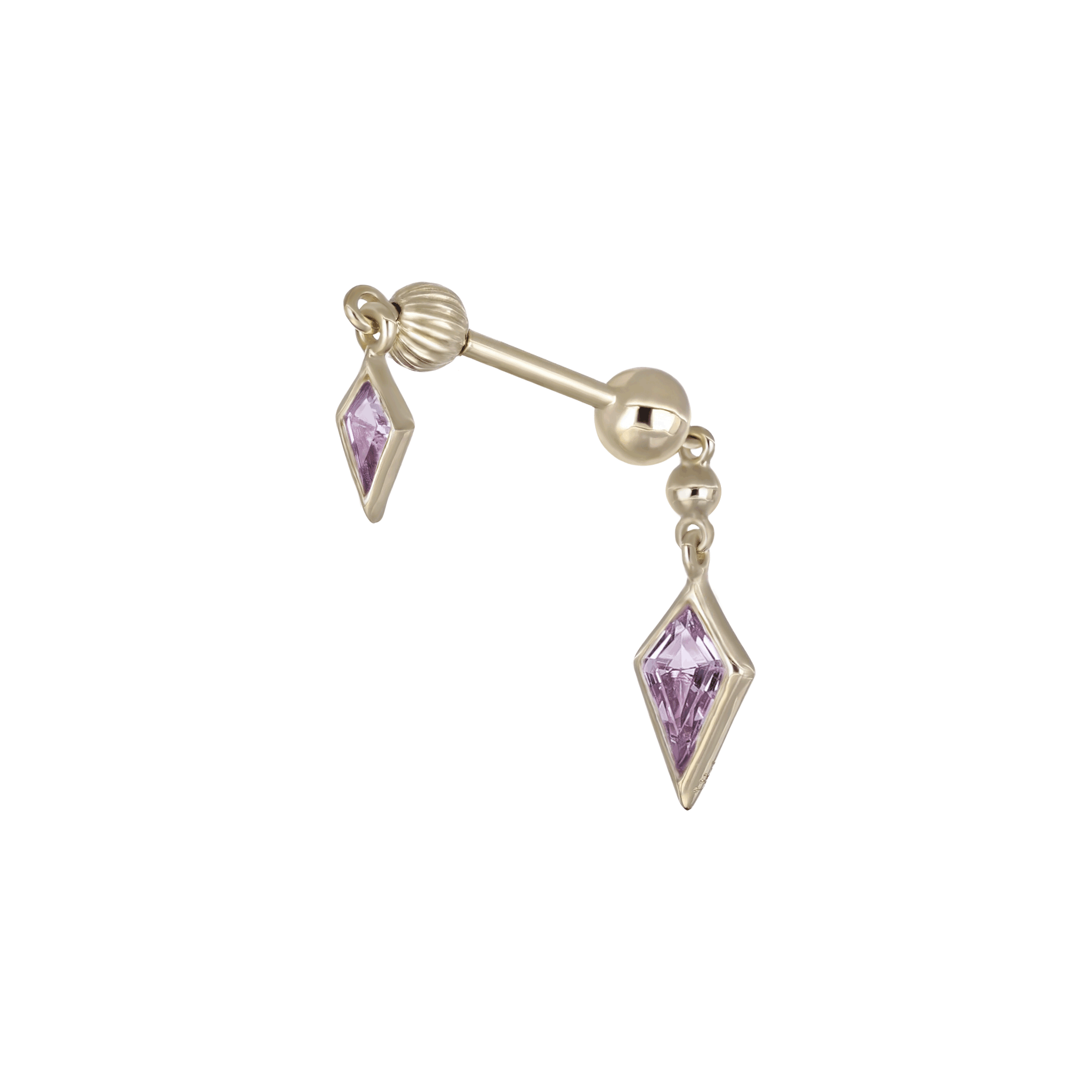 BEATTI Internal Thread Gold / 6mm Vira • 14K Solid Gold Double Gemstone Barbell Piercing BTEG058 Vira • 14K Solid Gold Double Gemstone Barbell Piercing