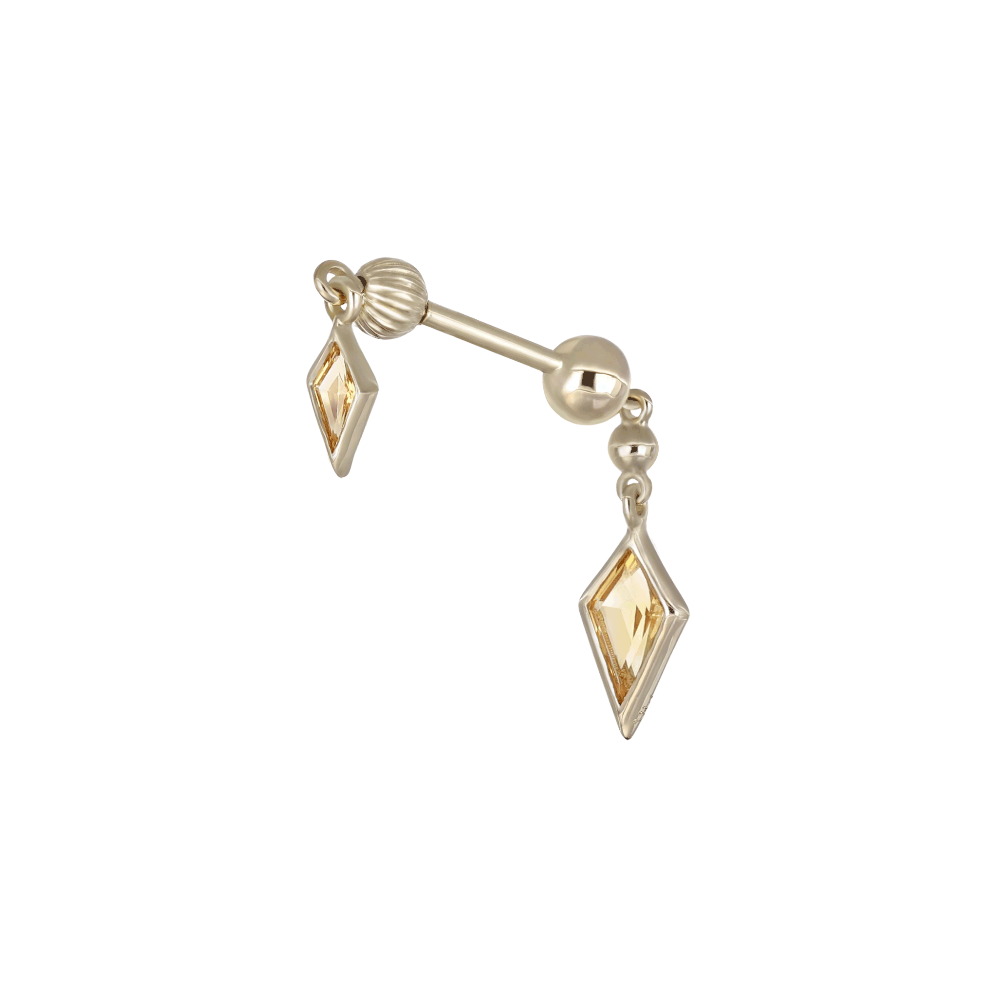 BEATTI Internal Thread Gold / 6mm Vira • 14K Solid Gold Double Gemstone Barbell Piercing BTEG058 Vira • 14K Solid Gold Double Gemstone Barbell Piercing