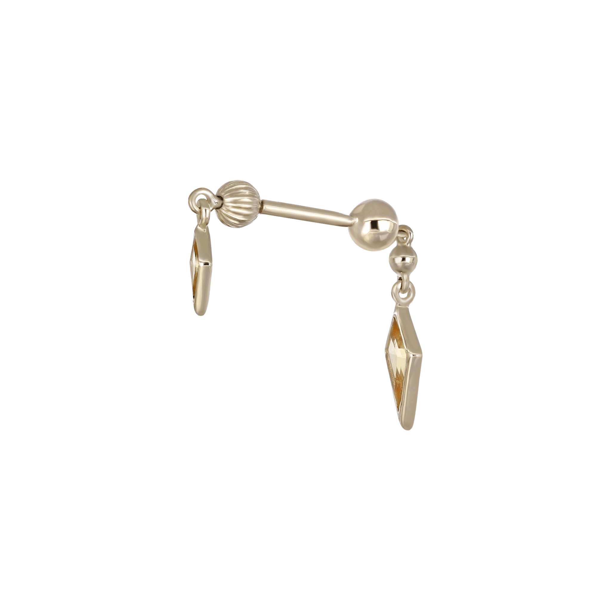 BEATTI Internal Thread Gold / 6mm Vira • 14K Solid Gold Double Gemstone Barbell Piercing BTEG058 Vira • 14K Solid Gold Double Gemstone Barbell Piercing