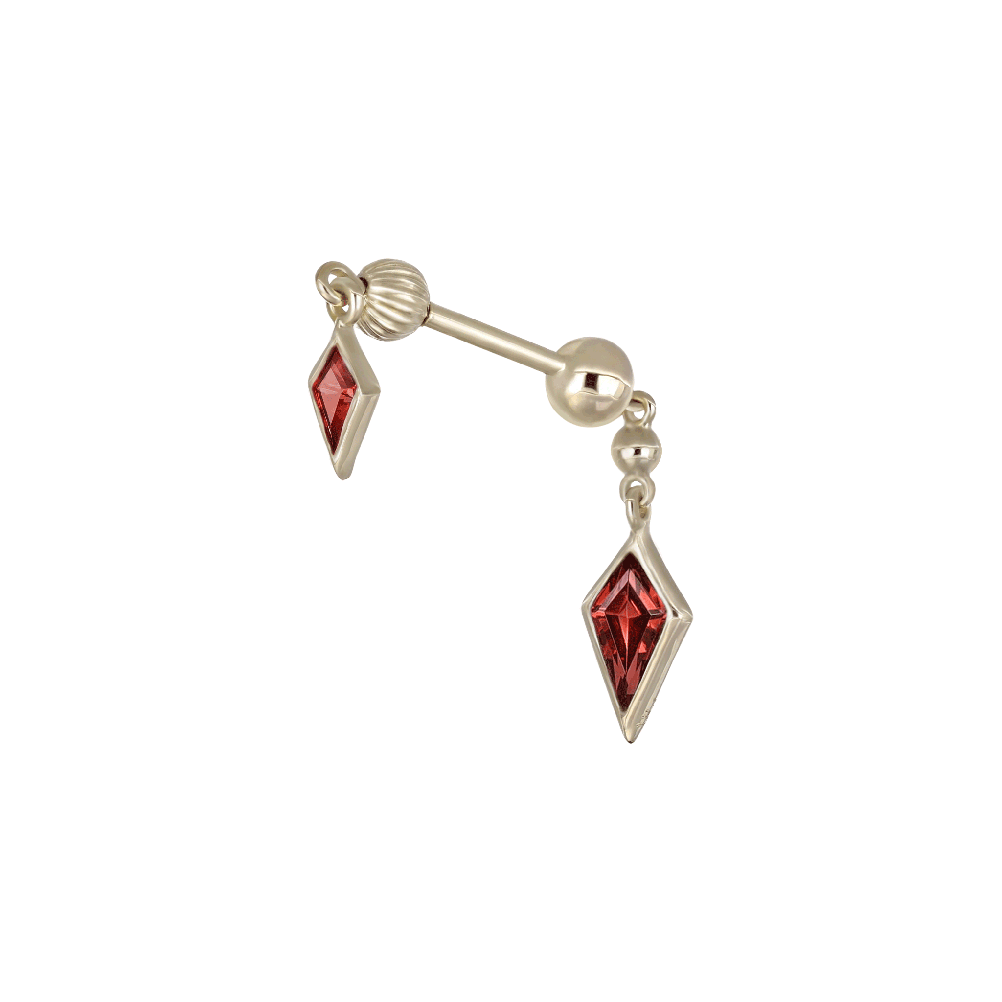 BEATTI Internal Thread Gold / 6mm Vira • 14K Solid Gold Double Gemstone Barbell Piercing BTEG058 Vira • 14K Solid Gold Double Gemstone Barbell Piercing