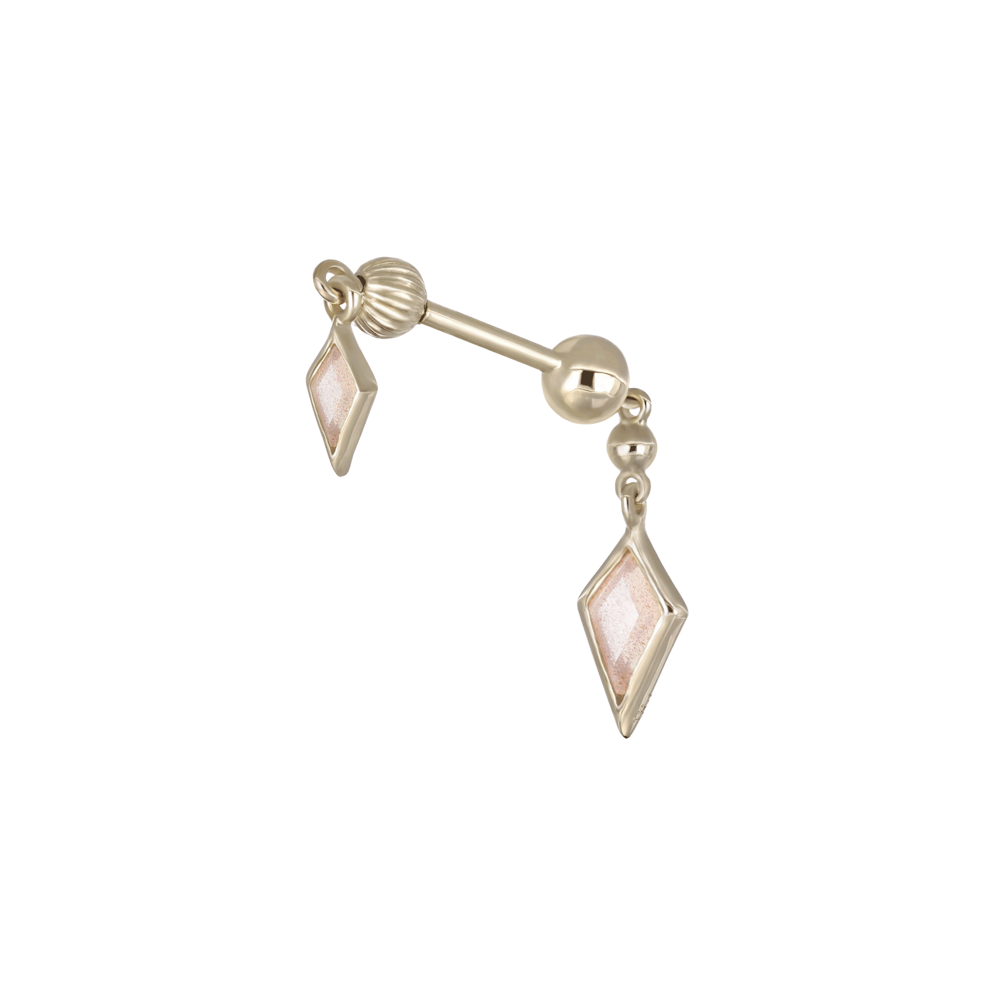 BEATTI Internal Thread Gold / 6mm Vira • 14K Solid Gold Double Gemstone Barbell Piercing BTEG058 Vira • 14K Solid Gold Double Gemstone Barbell Piercing