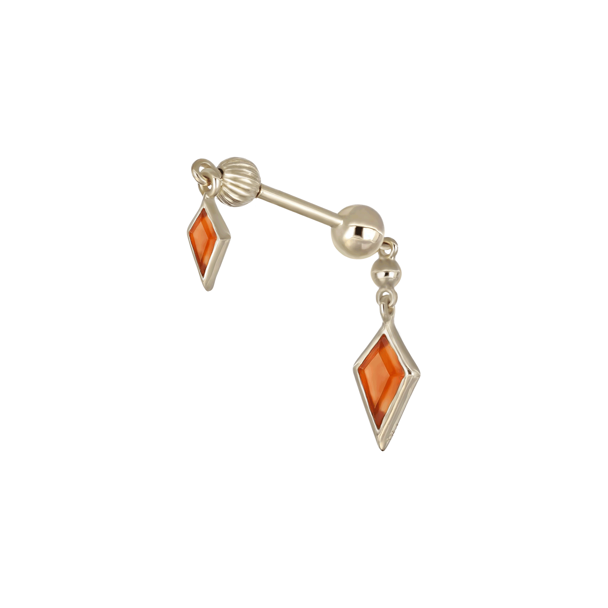 BEATTI Internal Thread Gold / 6mm Vira • 14K Solid Gold Double Gemstone Barbell Piercing BTEG058 Vira • 14K Solid Gold Double Gemstone Barbell Piercing