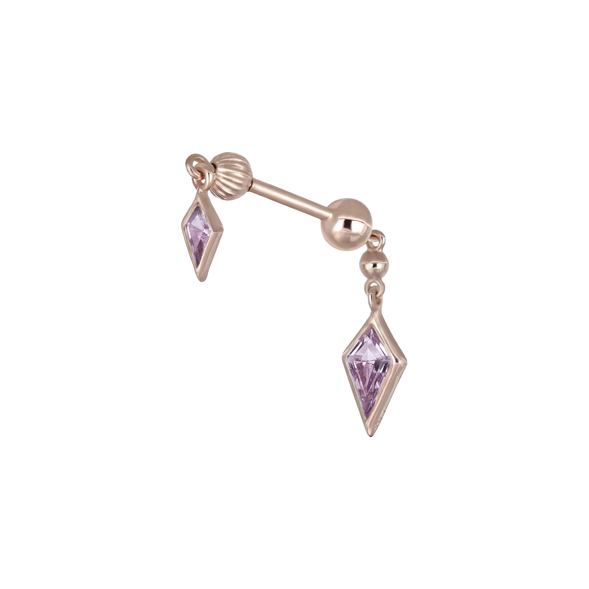 BEATTI Internal Thread Vira • Amethyst Brazilian 14K Solid Gold Double Barbell Internally Threaded Vira • Amethyst Brazilian 14K Solid Gold Double Barbell Internally Threaded