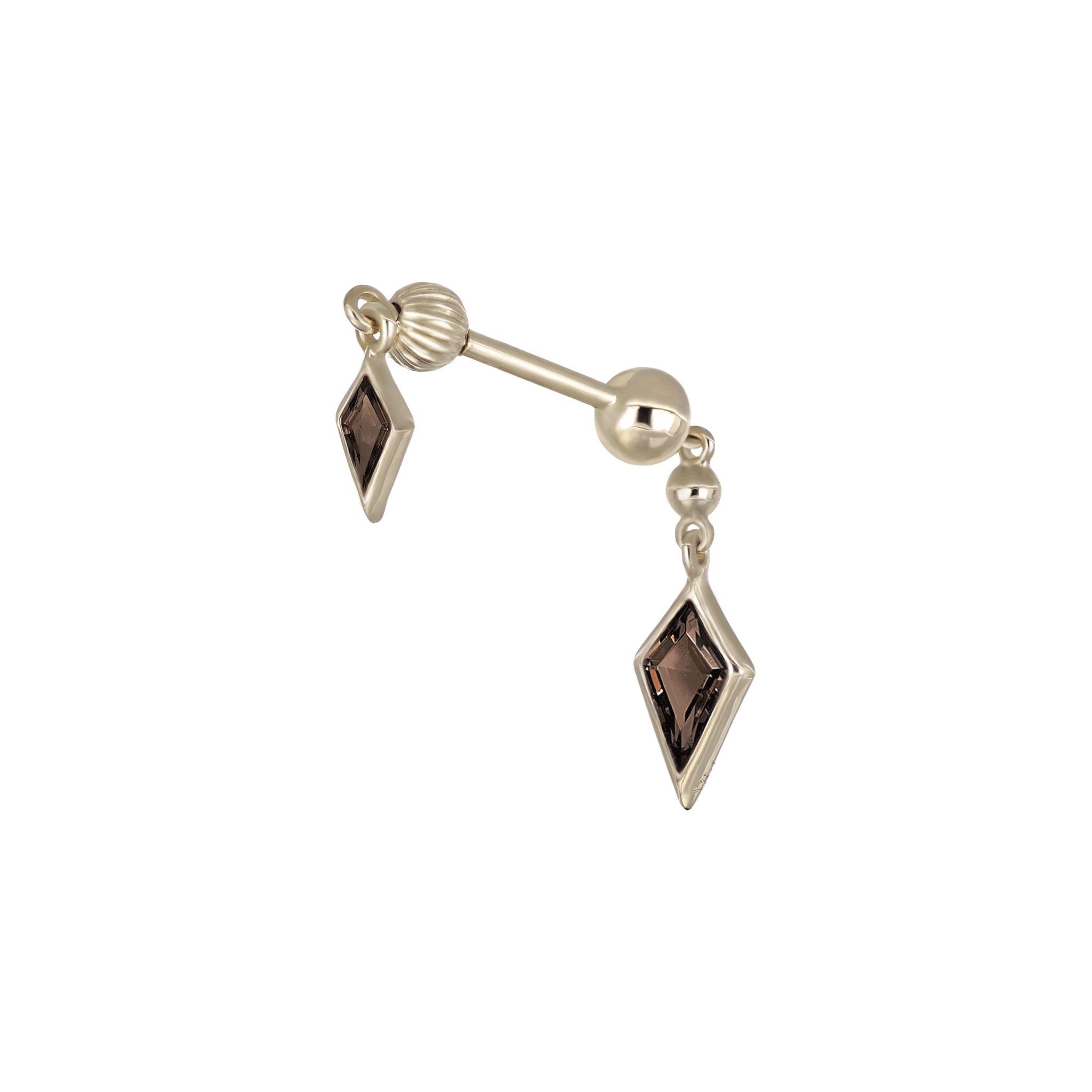 BEATTI Internal Thread Gold / 6mm Vira • 14K Solid Gold Double Gemstone Barbell Piercing BTEG058 Vira • 14K Solid Gold Double Gemstone Barbell Piercing