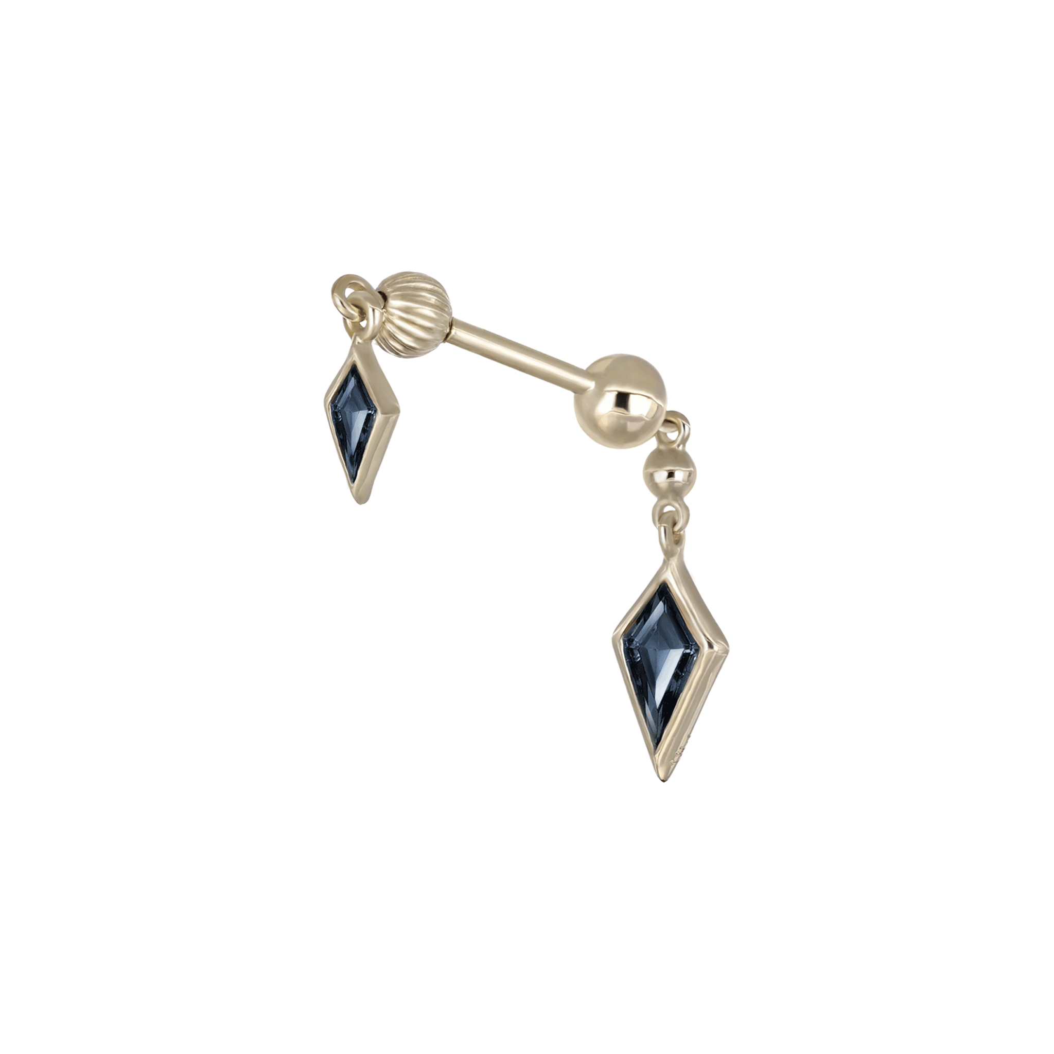 BEATTI Internal Thread Vira • London Blue Topaz 14K Solid White Gold Double Barbell Internally Threaded Vira • London Blue Topaz 14K Solid White Gold Double Barbell Internally Threaded