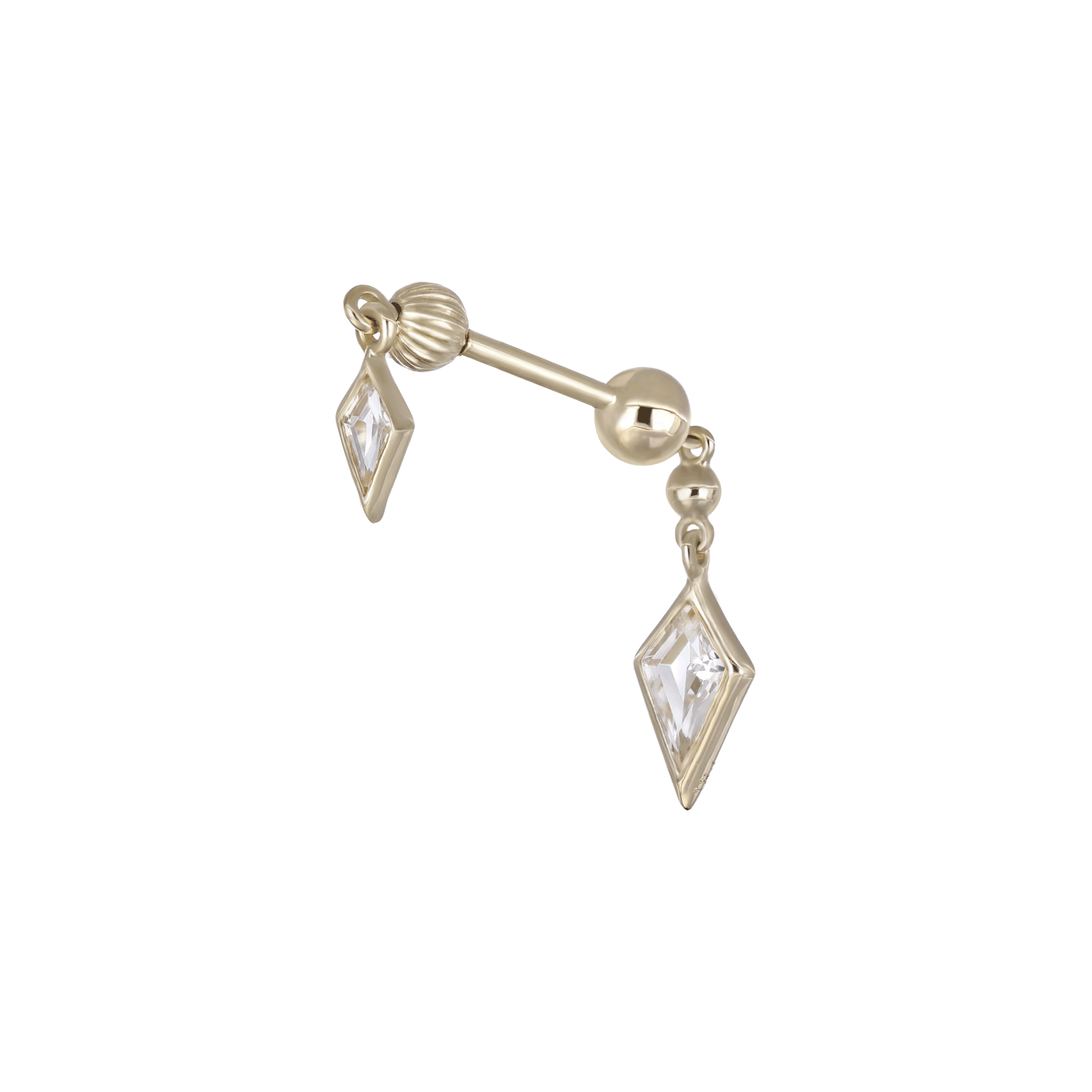 BEATTI Internal Thread Gold / 6mm Vira • 14K Solid Gold Double Gemstone Barbell Piercing BTEG058 Vira • 14K Solid Gold Double Gemstone Barbell Piercing