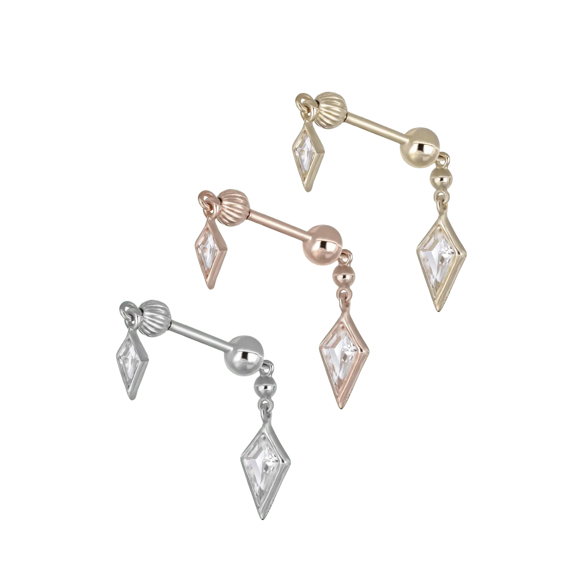 BEATTI Internal Thread Vira • White Topaz 14K Solid Gold Double Barbell Internally Threaded Vira • White Topaz 14K Solid Gold Double Barbell Internally Threaded