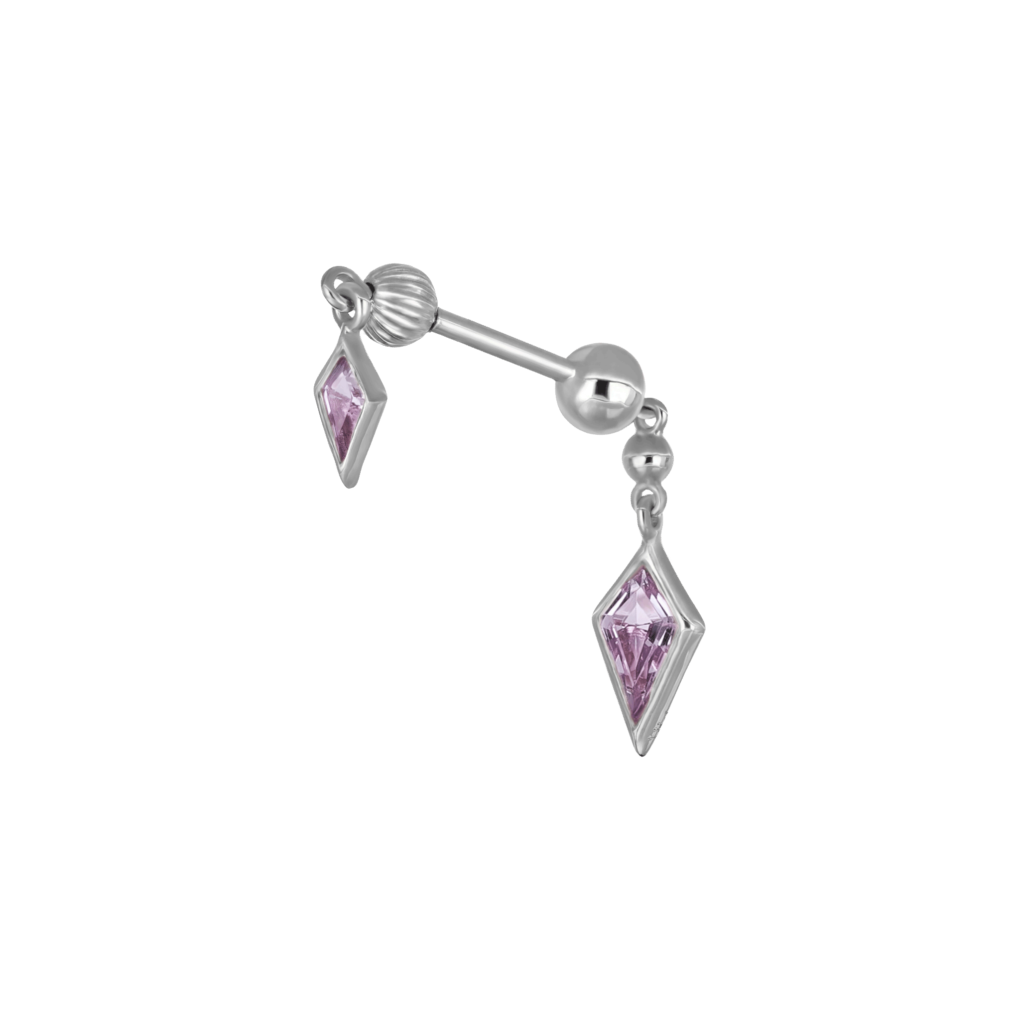BEATTI Internal Thread Vira • Amethyst Brazilian 14K Solid Gold Double Barbell Internally Threaded Vira • Amethyst Brazilian 14K Solid Gold Double Barbell Internally Threaded