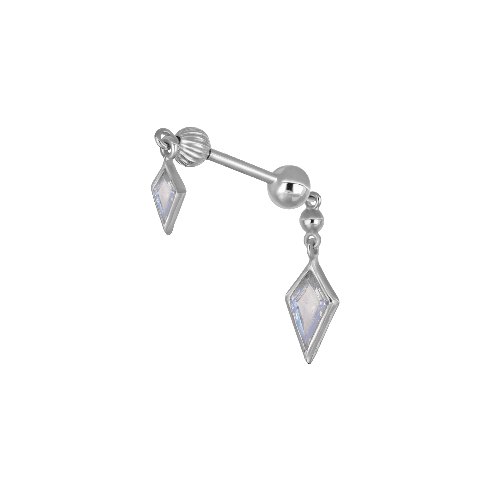 BEATTI Internal Thread Vira • Rainbow Moonstone 14K Solid Gold Double Barbell Internally Threaded Vira • Rainbow Moonstone 14K Solid Gold Double Barbell Internally Threaded