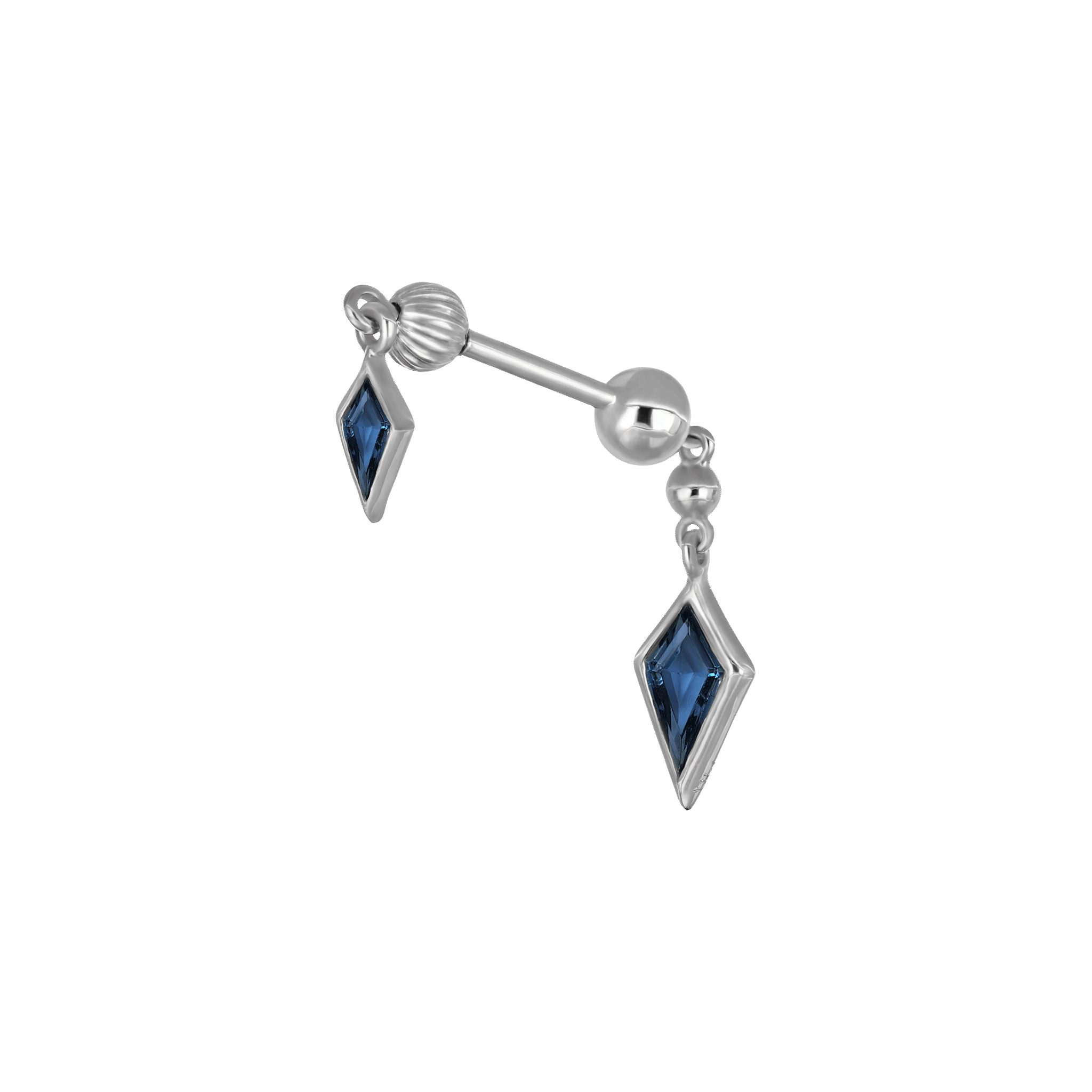 BEATTI Internal Thread Vira • London Blue Topaz 14K Solid White Gold Double Barbell Internally Threaded Vira • London Blue Topaz 14K Solid White Gold Double Barbell Internally Threaded